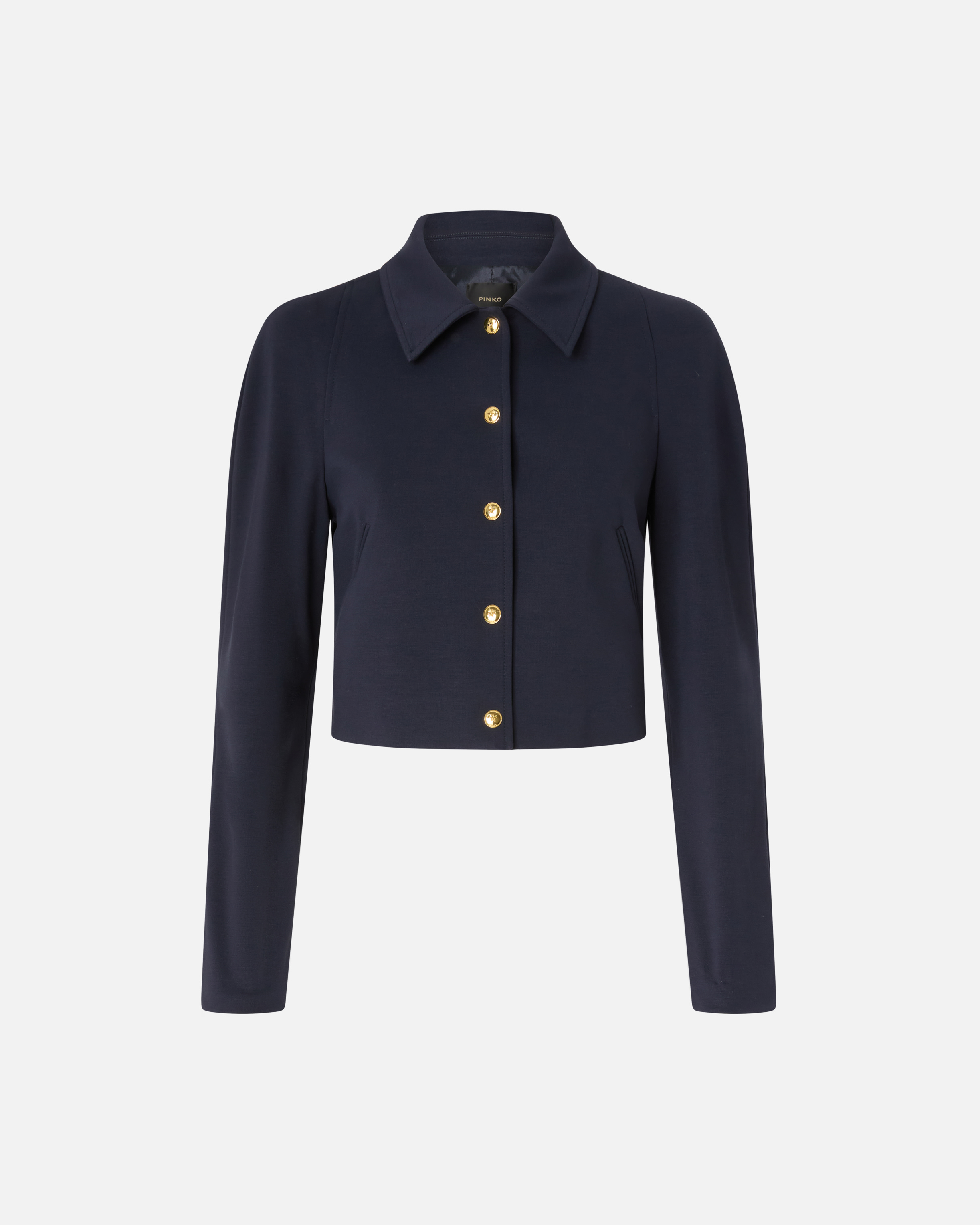 Pinko Short Full Milano-knit Technical Fabric Jacket In Black