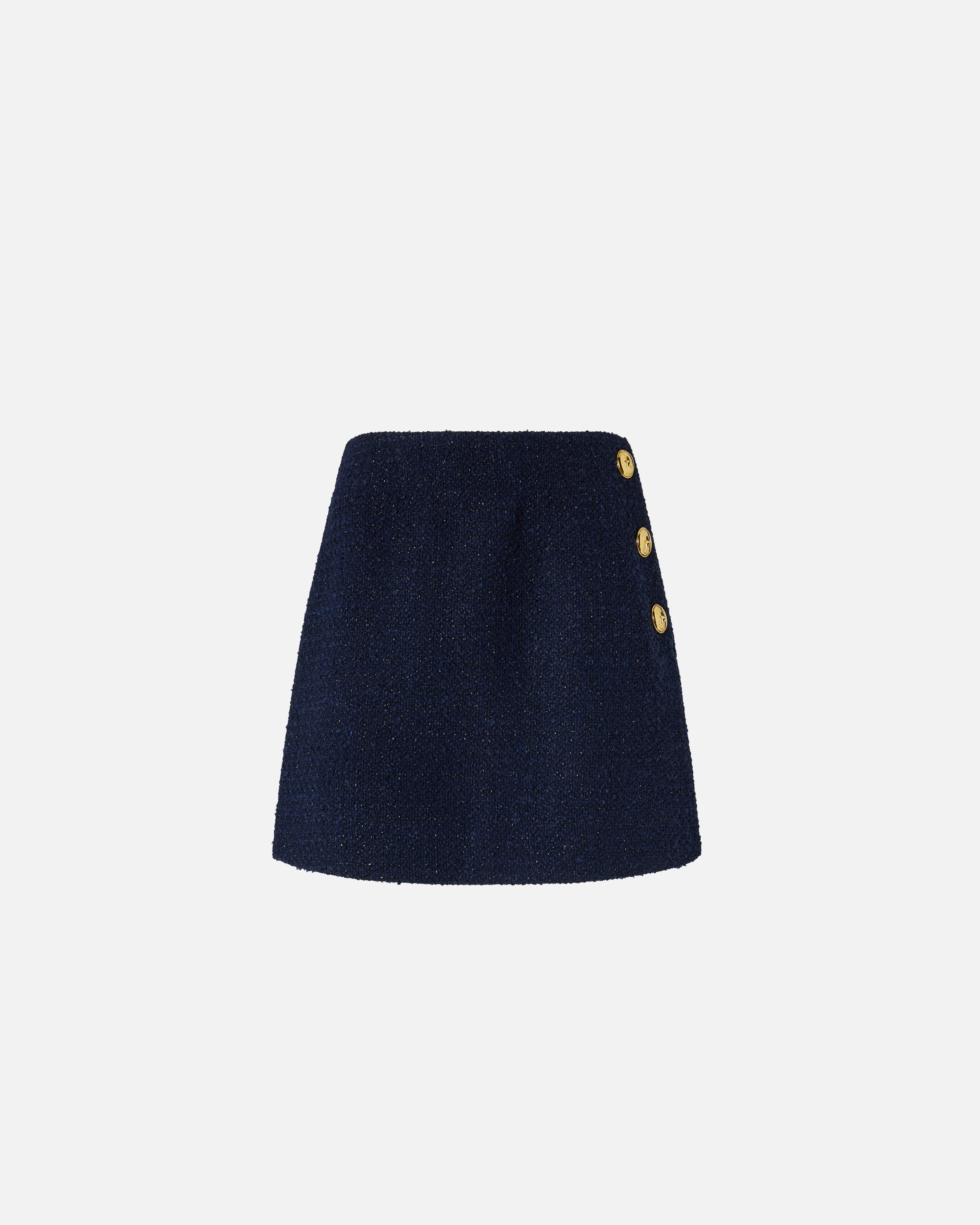 Pinko Tweed Miniskirt Gold-tone Buttons In Blue