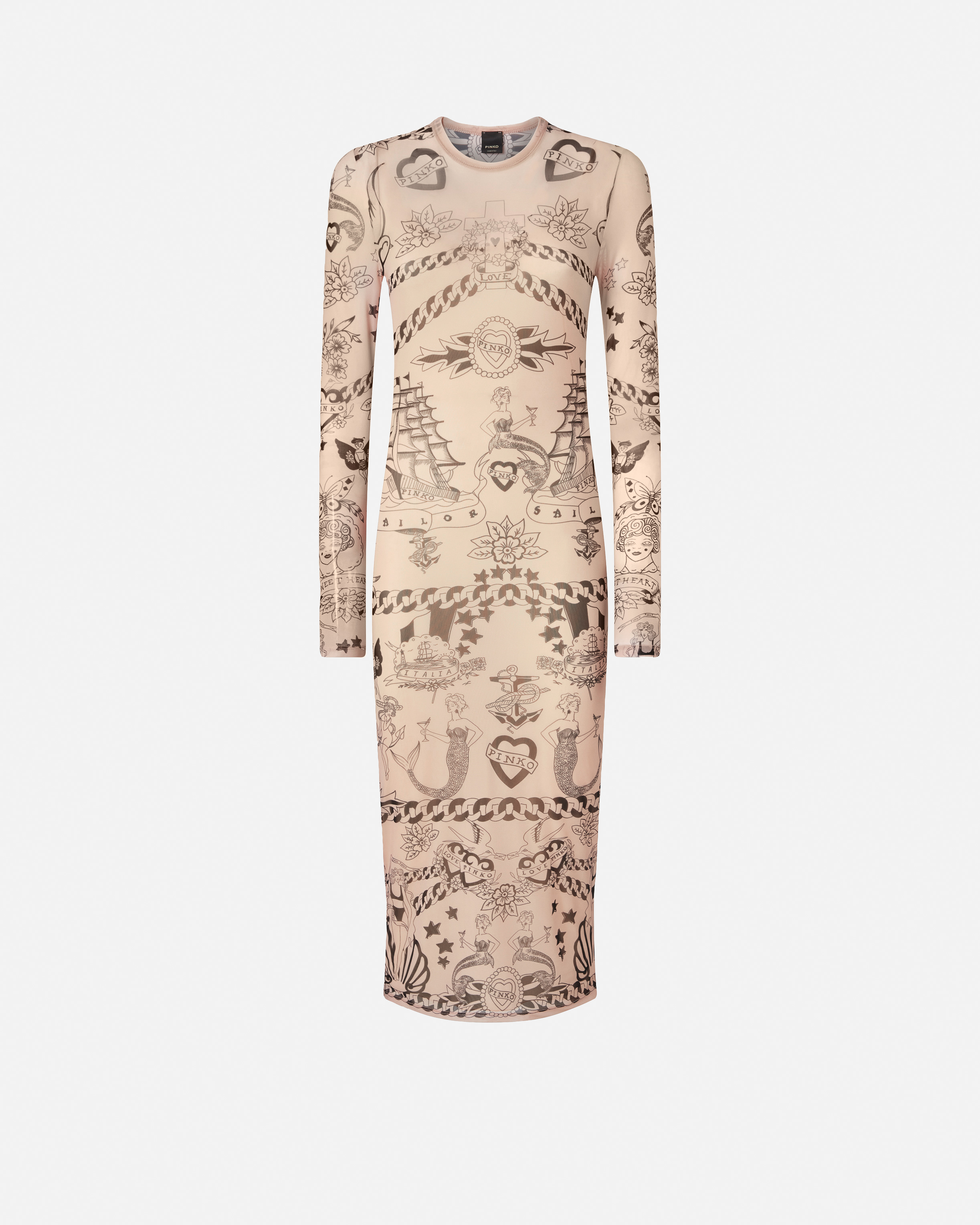 Printed tulle dress - Black, Multicolor, Pink - large