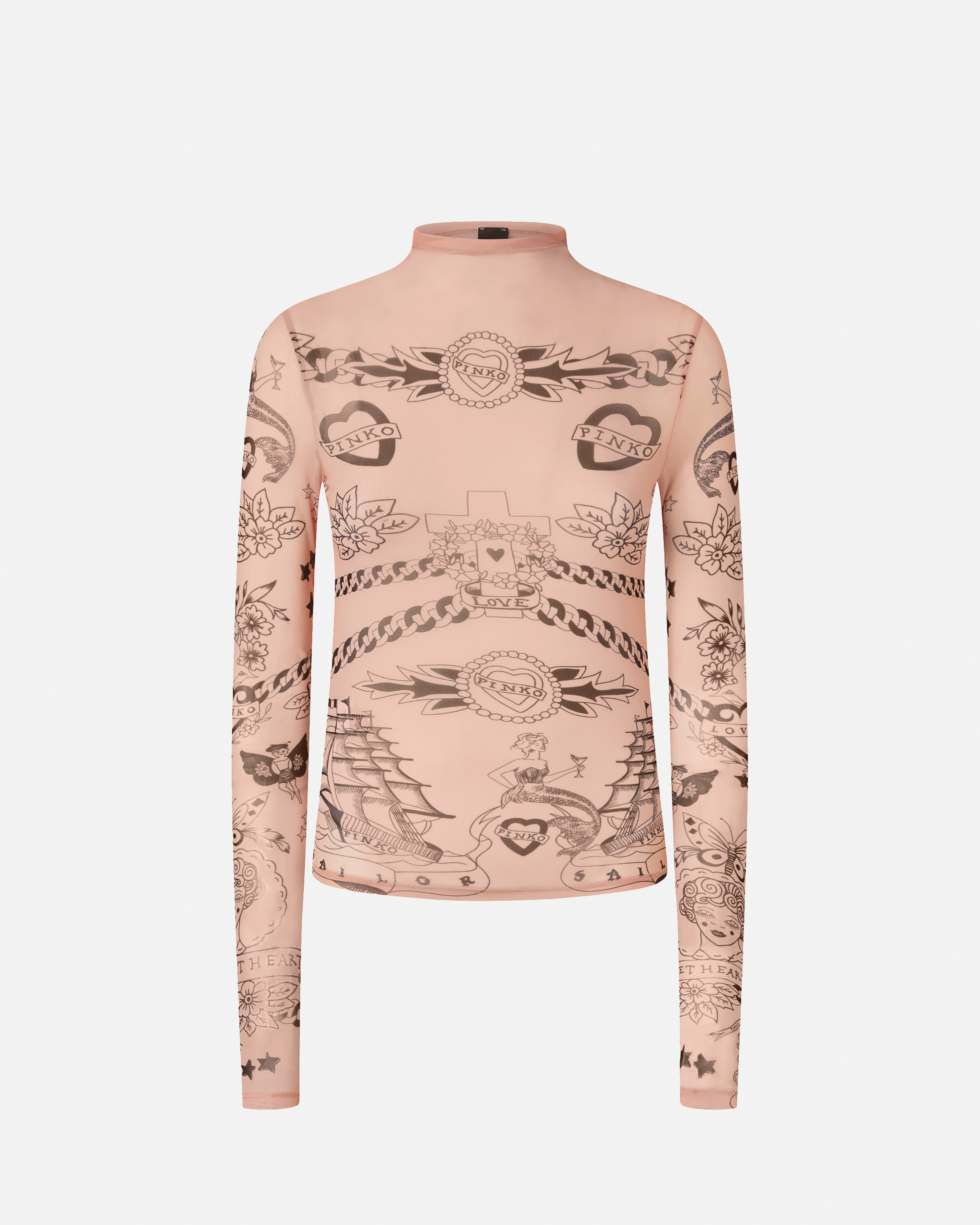 Pinko Printed Tulle Sweater In Neutral
