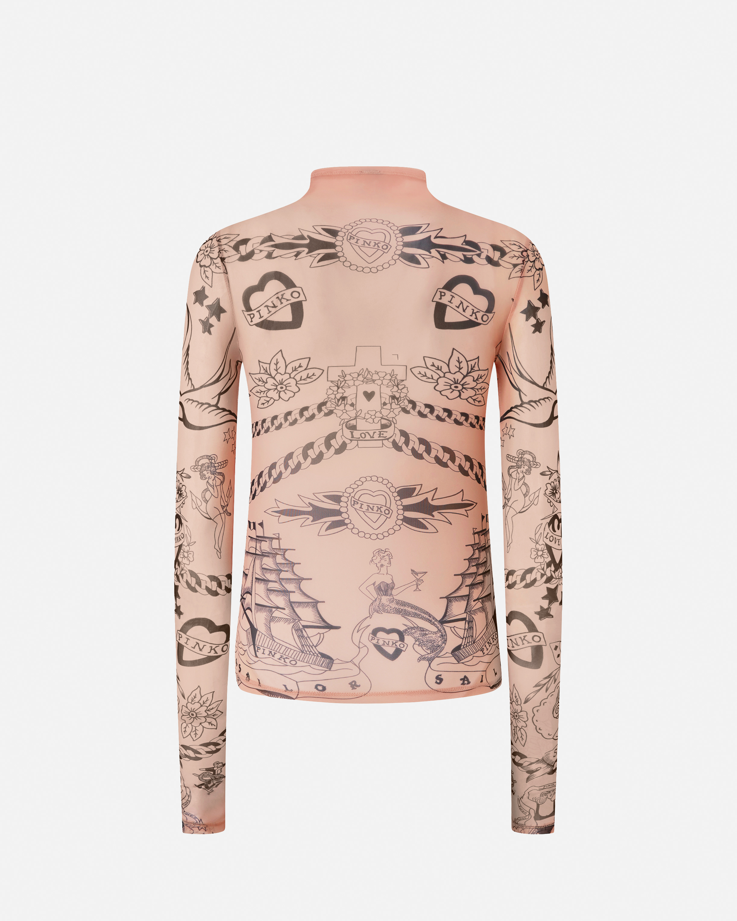 Pinko Printed Tulle Sweater In Neutral