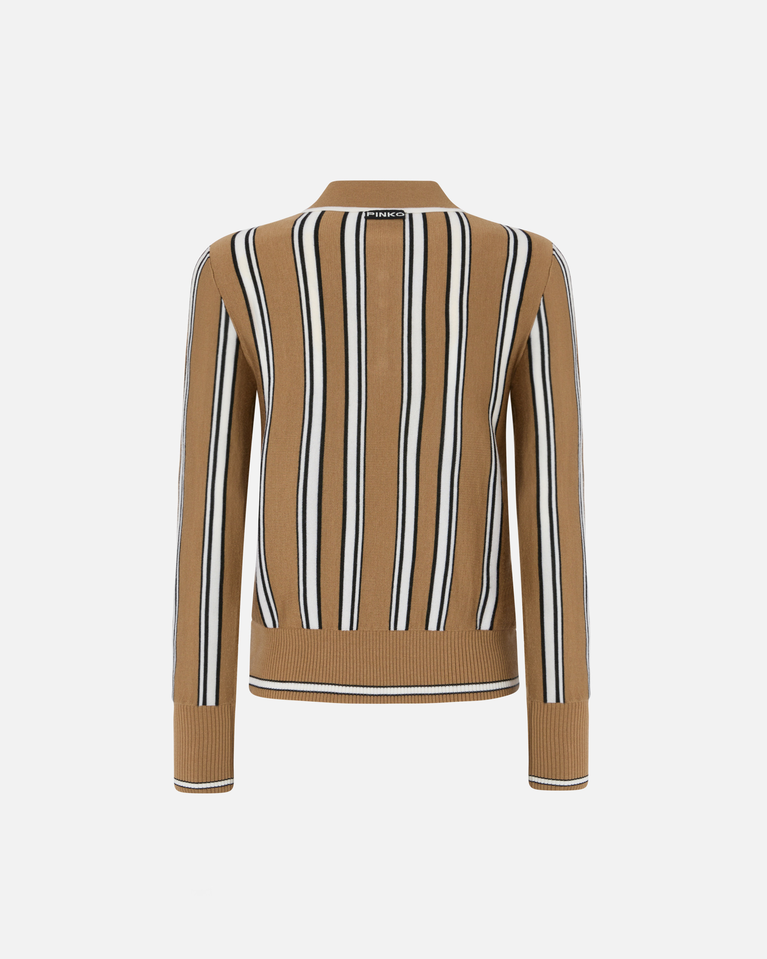 Pinko Multi-coloured Striped Polo-style Sweater In Brown