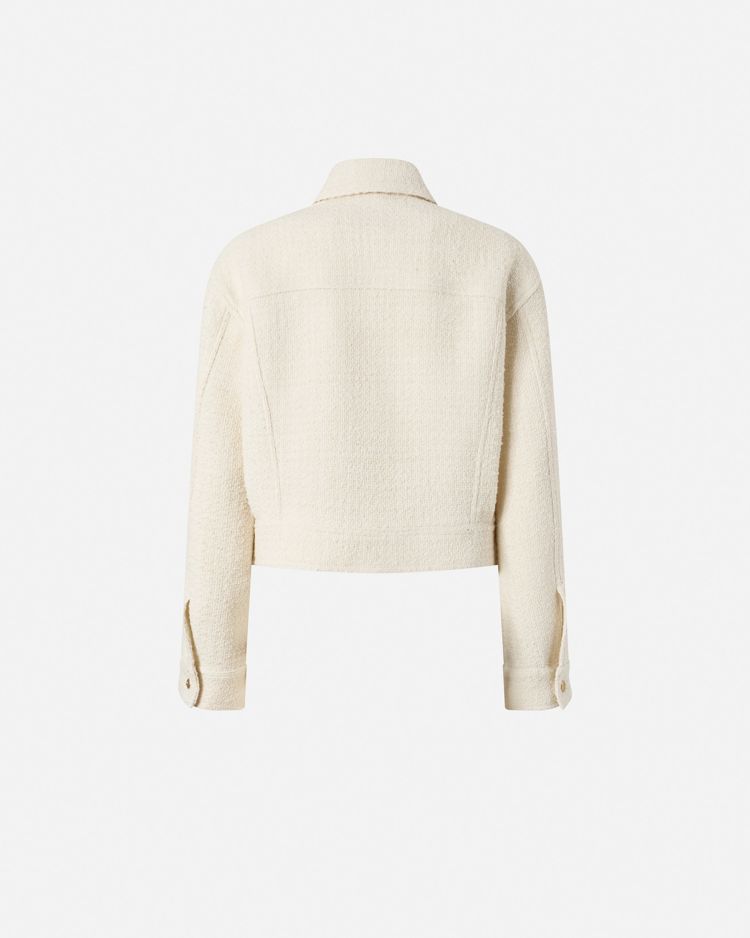 Pinko Textured Tweed Jacket With Golden Buttons In White