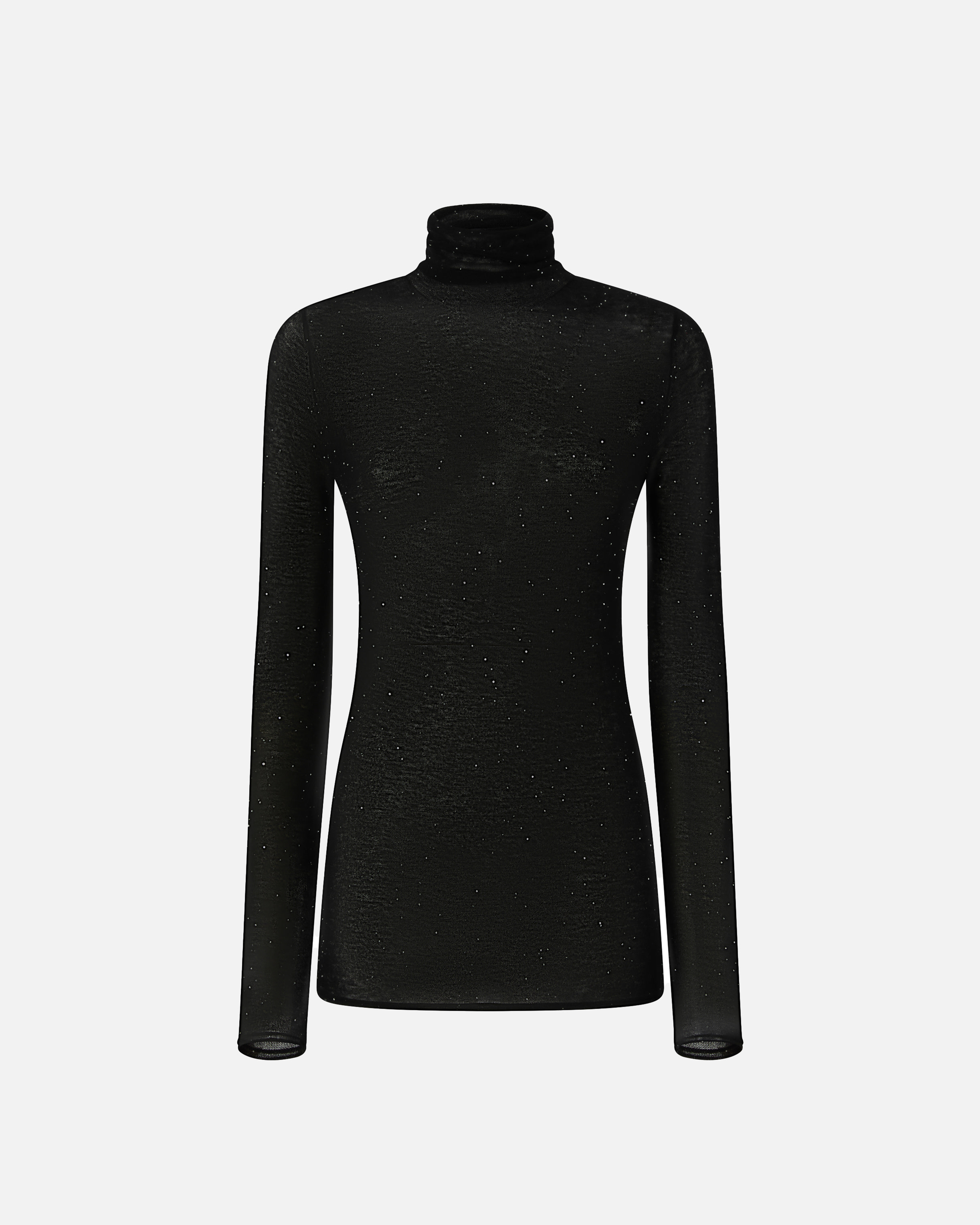 Pinko Slim-fit High-neck Sweater With Micro-sequins In Black