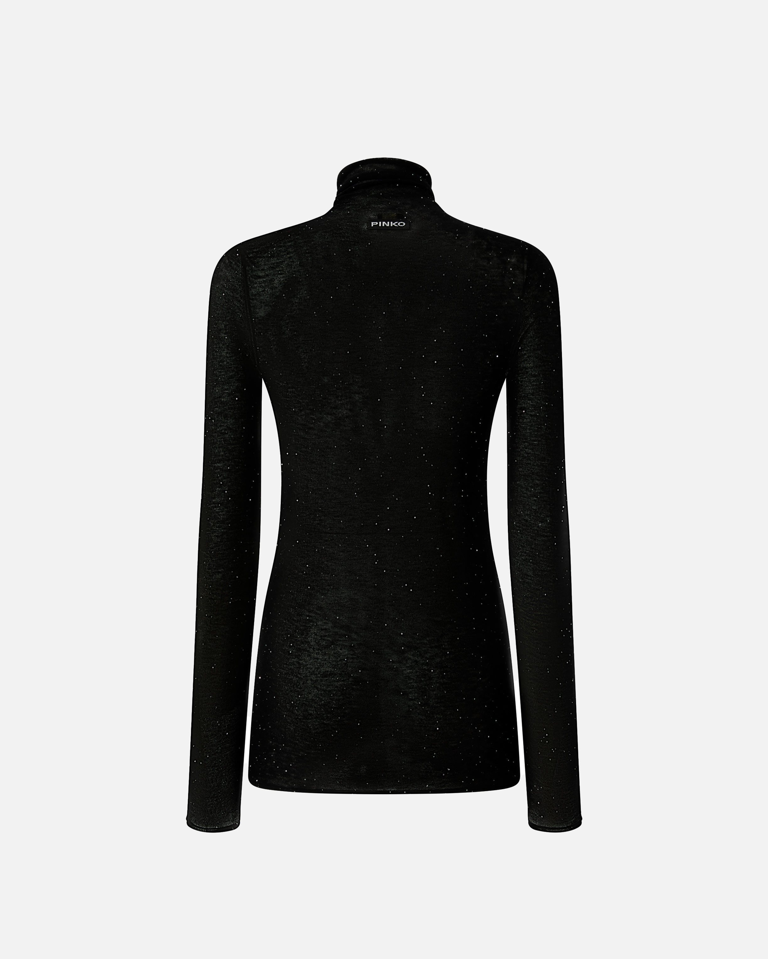 Pinko Slim-fit High-neck Sweater With Micro-sequins In Black
