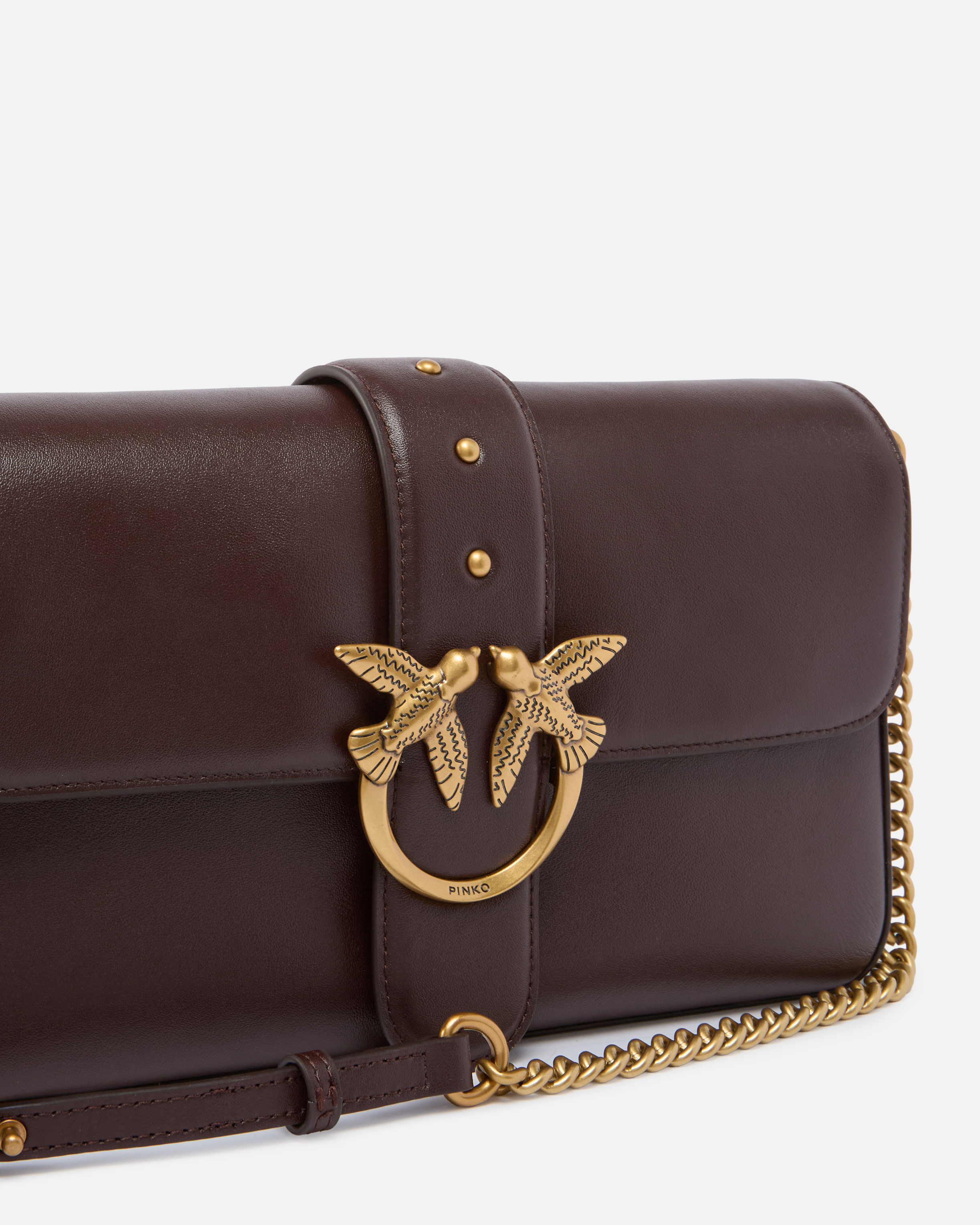 Pinko Love Bag One Slouchy Medium Handbag In Leather With Two Straps In Brown