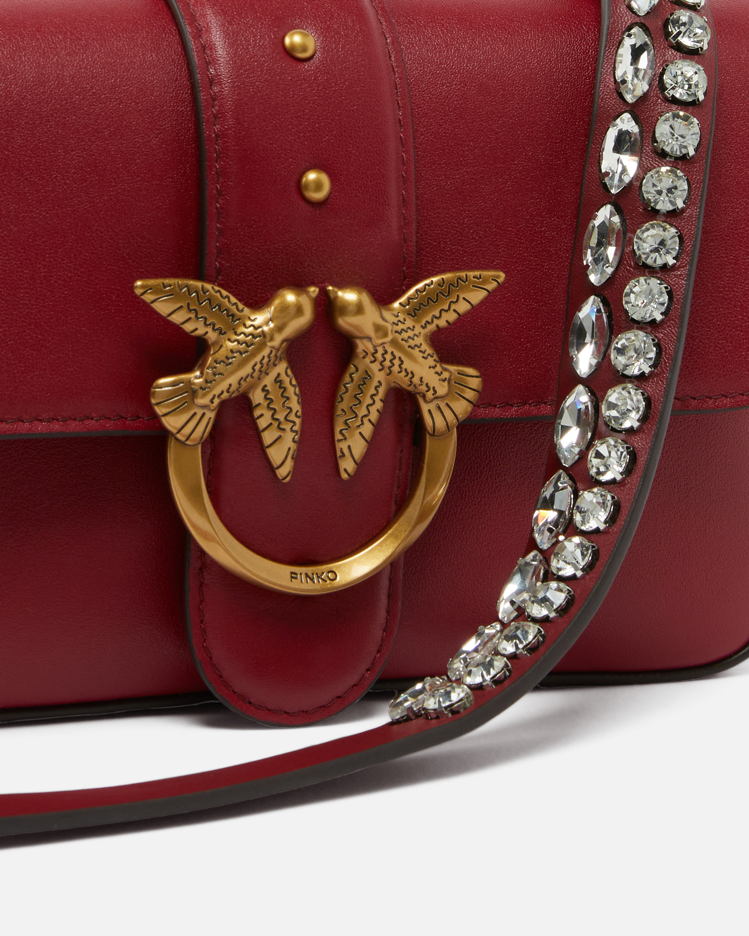 Pinko Mini Love Bag Slouchy Shoulder Bag In Leather With Two Straps In Red