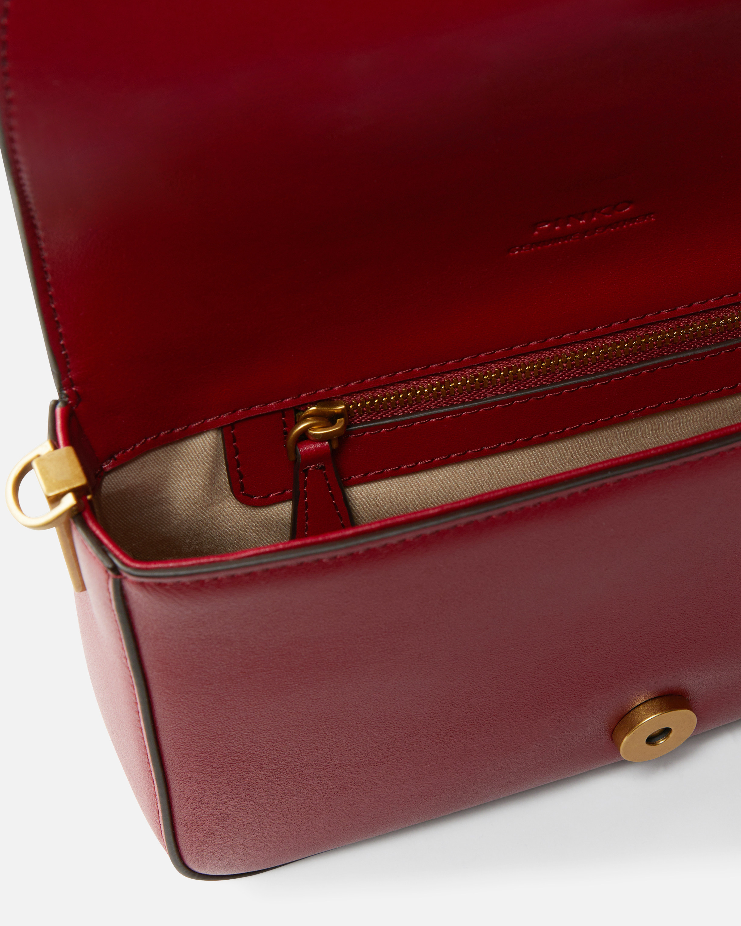 Pinko Mini Love Bag Slouchy Shoulder Bag In Leather With Two Straps In Red