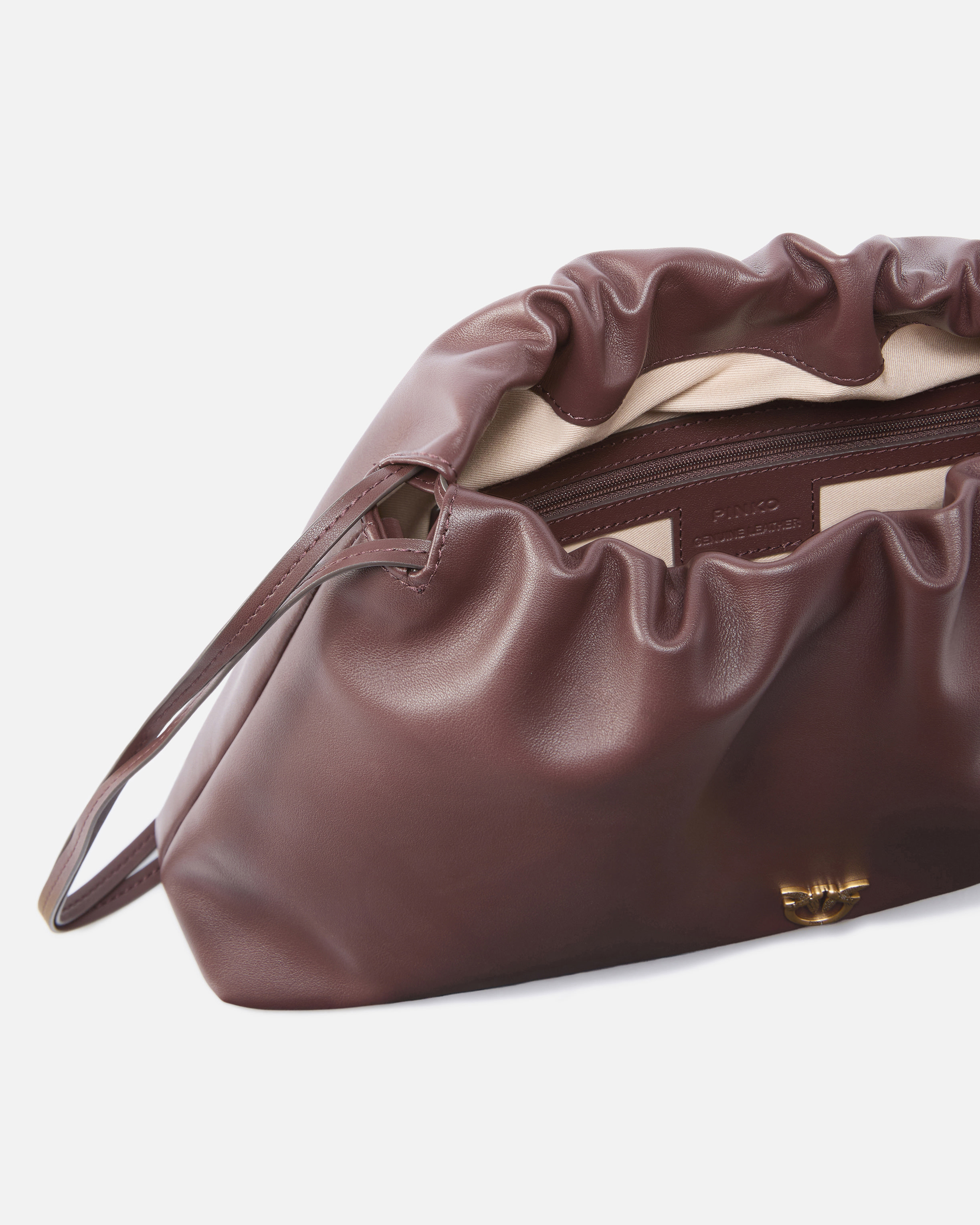 Pinko Large Shoulder Clutch In Leather With Love Birds Logo