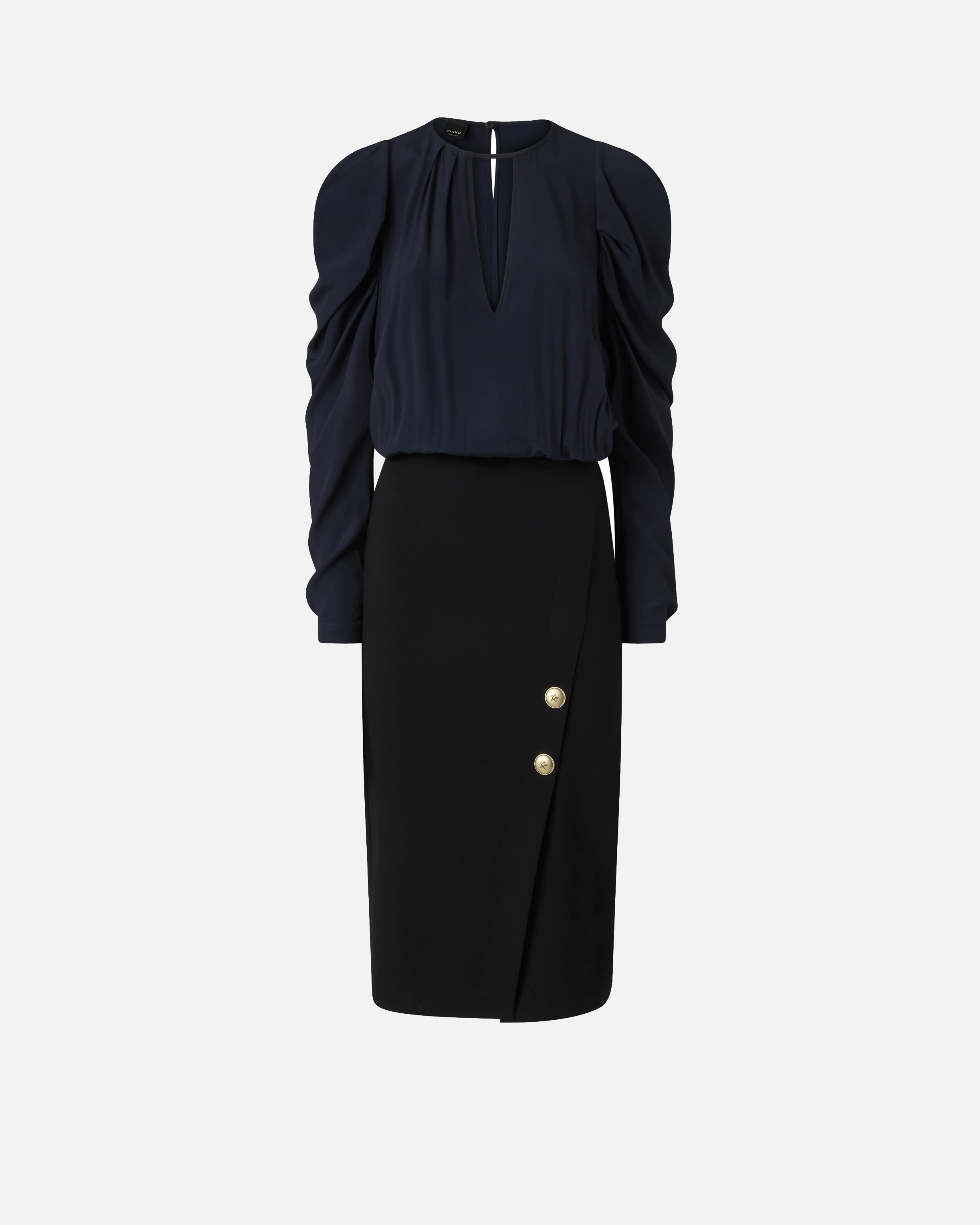 粘合收腰中长连衣裙 0