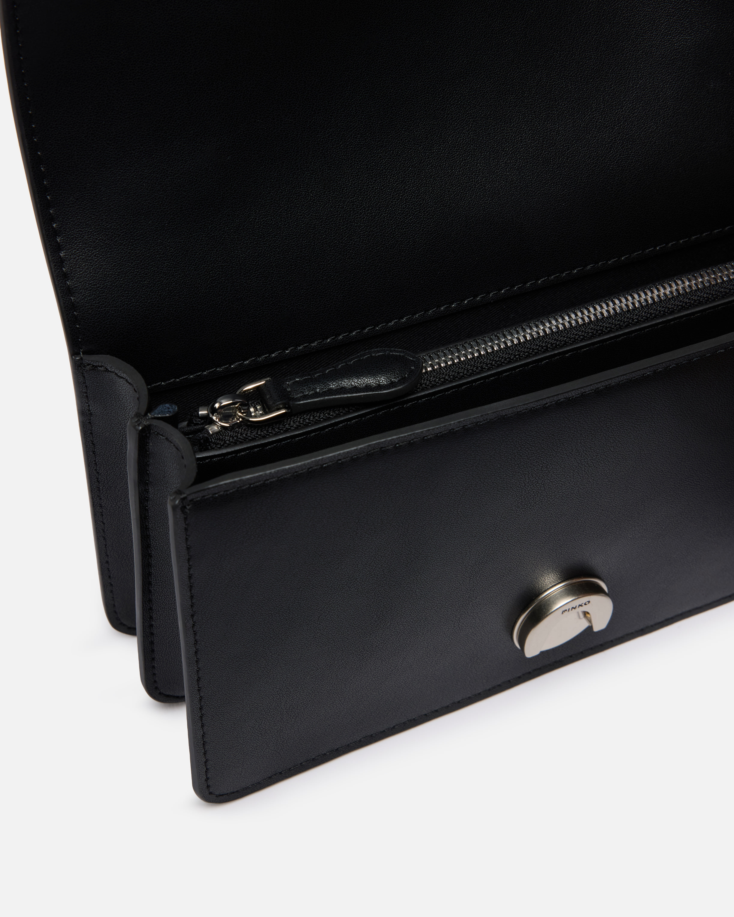 Pinko Rectangular Chain Strap Shoulder Bag With Metal Hardware And Front Embellishment In Black