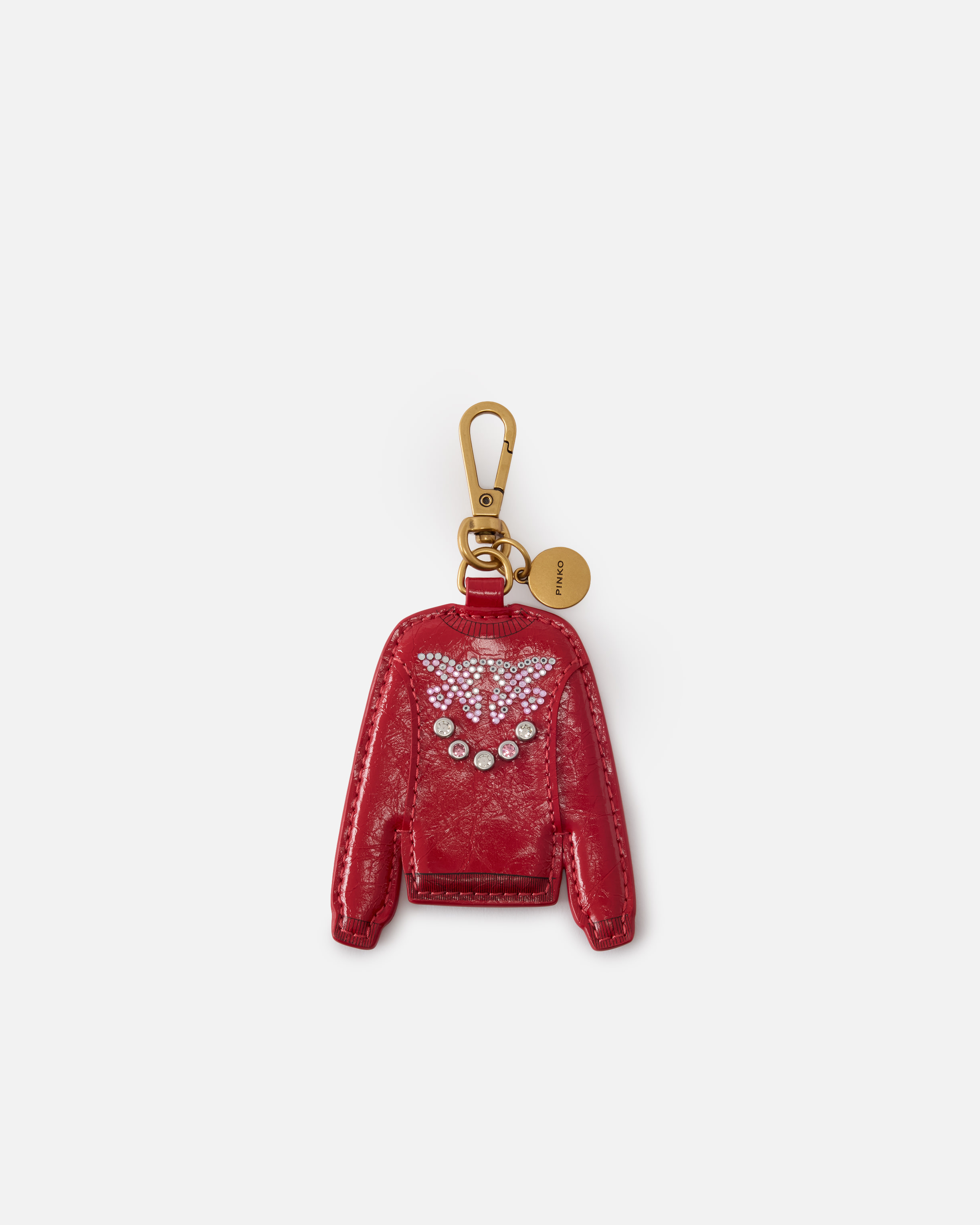 Red sweatshirt keyring charm with rhinestones 0
