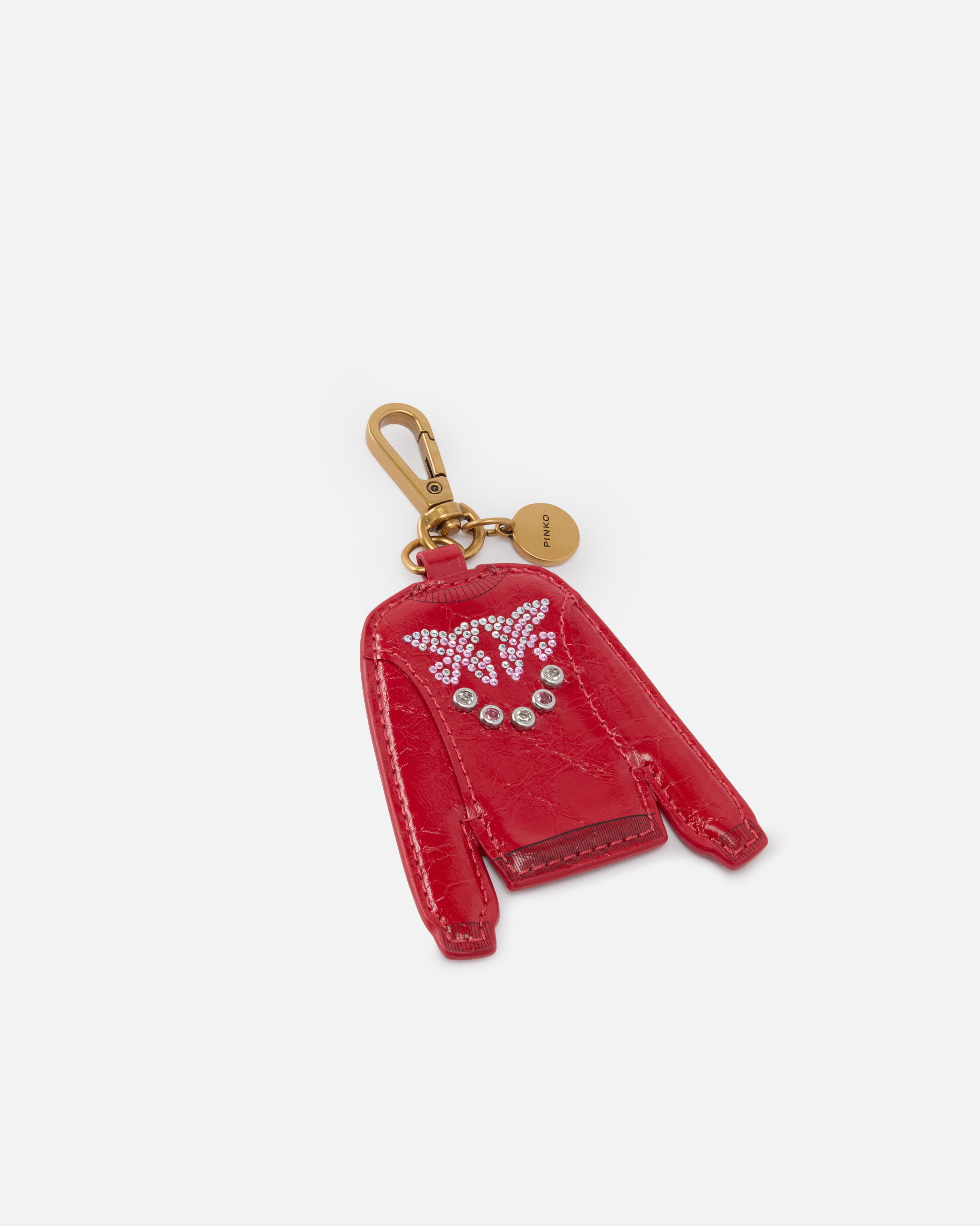 Red sweatshirt keyring charm with rhinestones 1