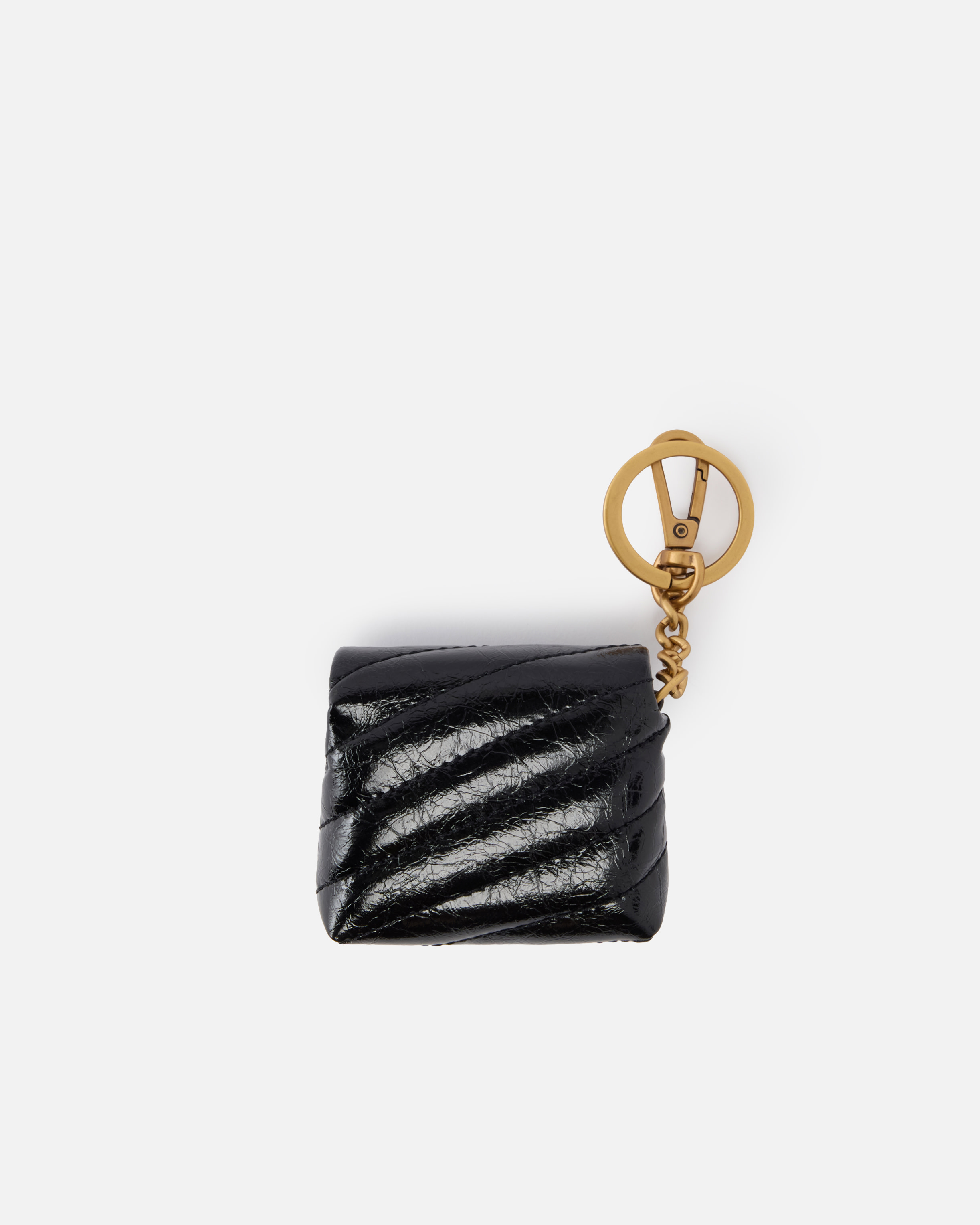 Quilted AirPods case in shiny leather with Love Birds logo 1