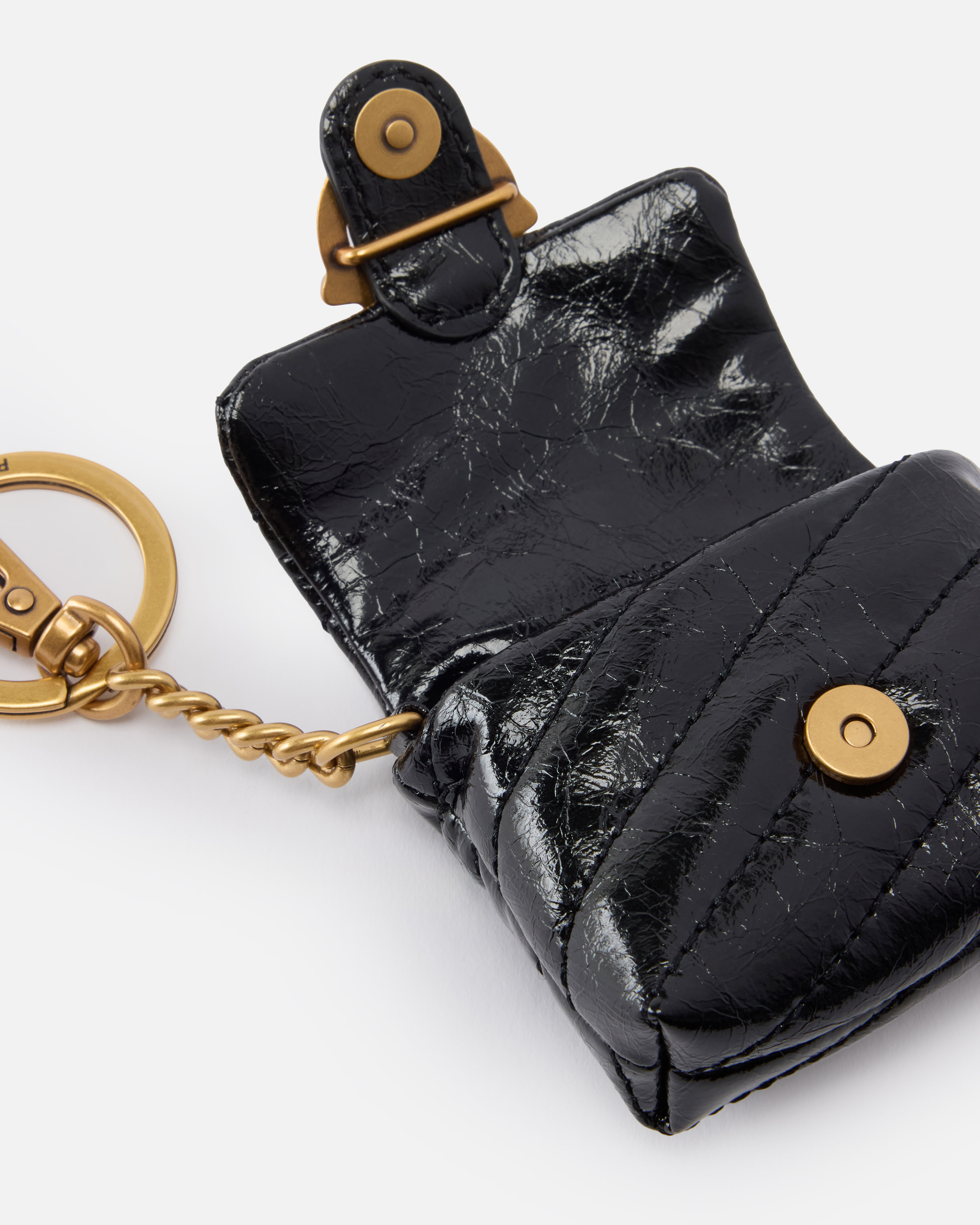 Quilted AirPods case in shiny leather with Love Birds logo 2