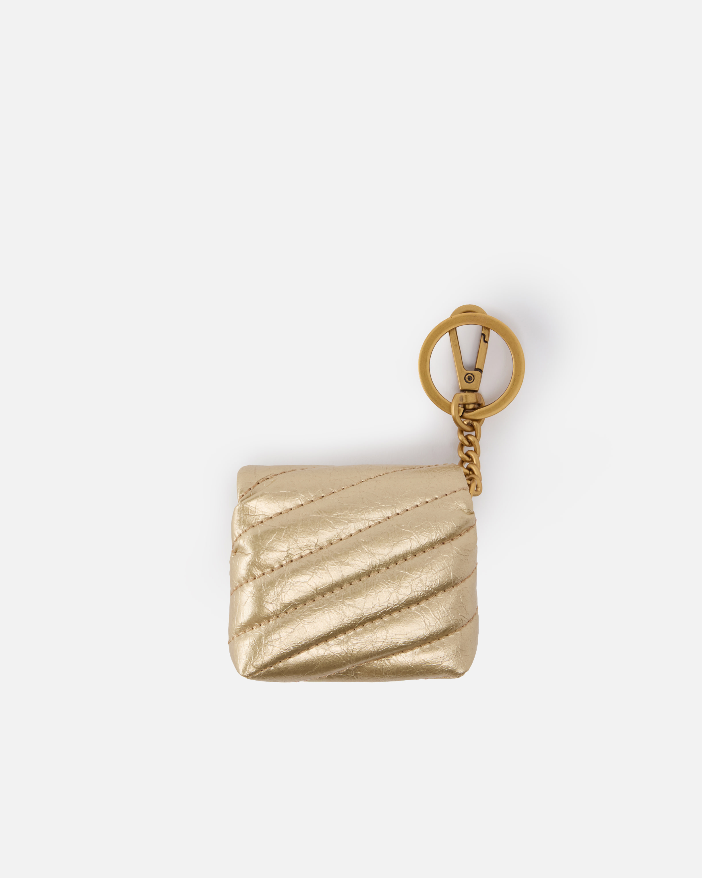 Quilted AirPods case in shiny leather with Love Birds logo - ゴールド - large