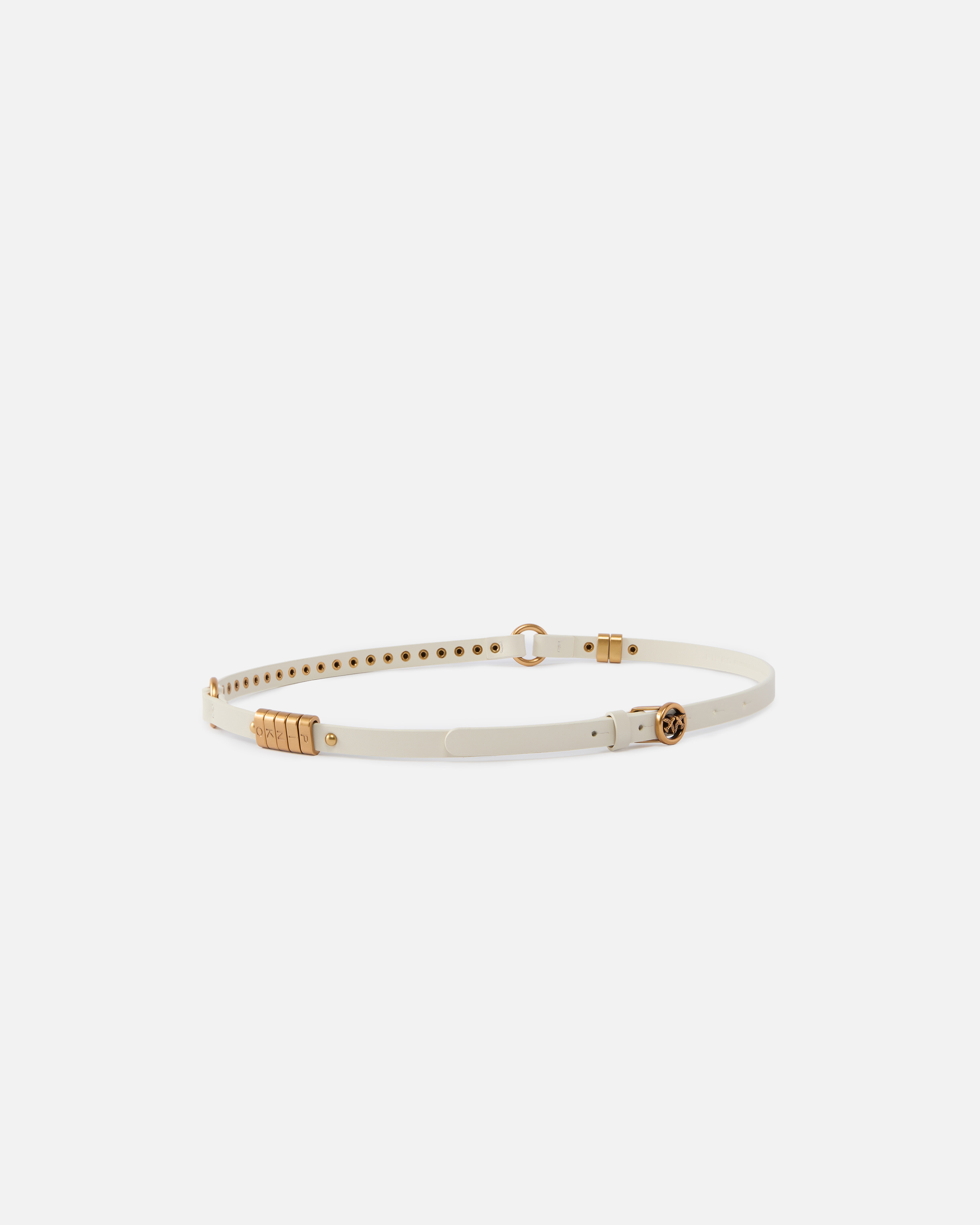 Pinko 1.2 Cm Leather Studded Belt In White