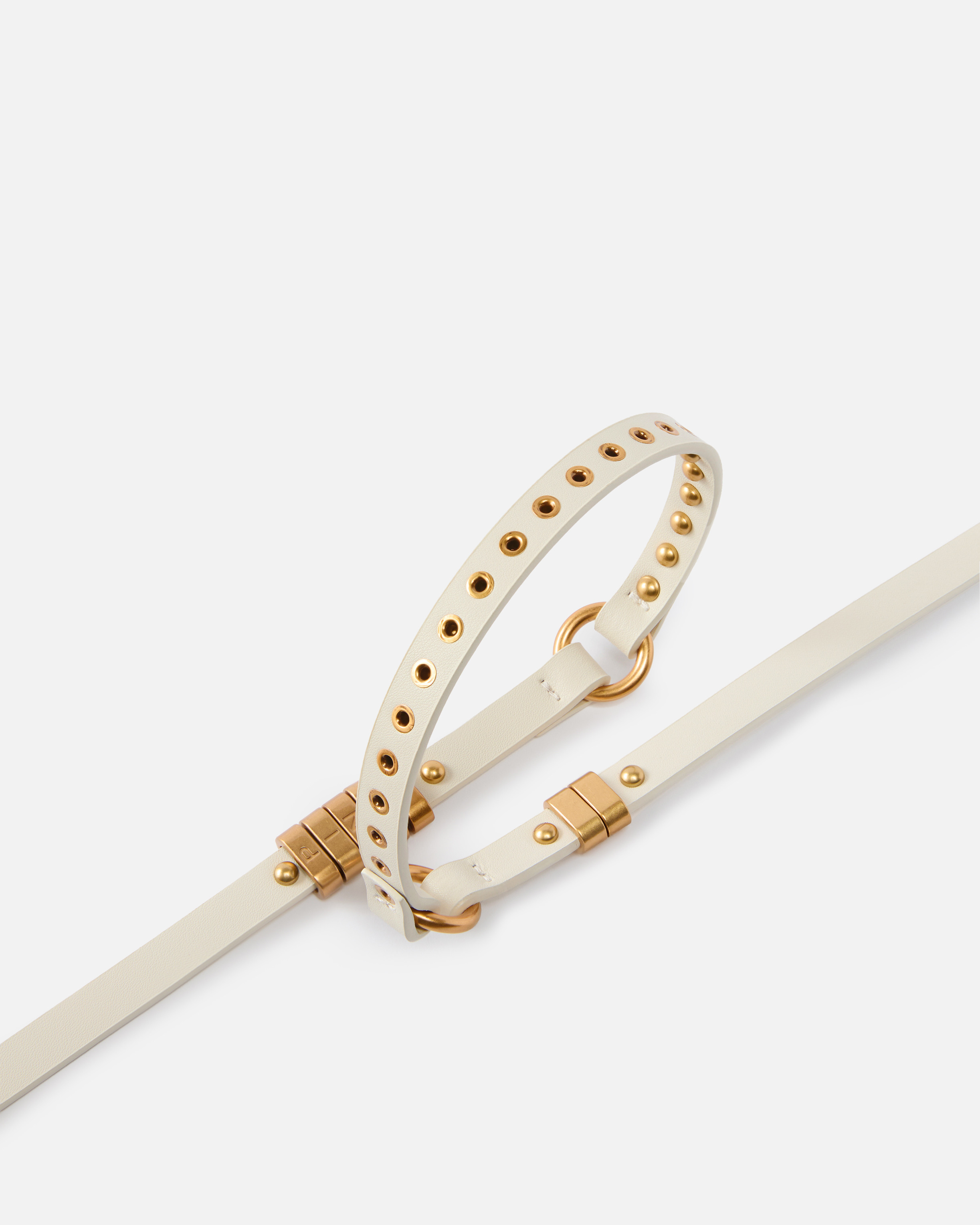 Pinko 1.2 Cm Leather Studded Belt In White
