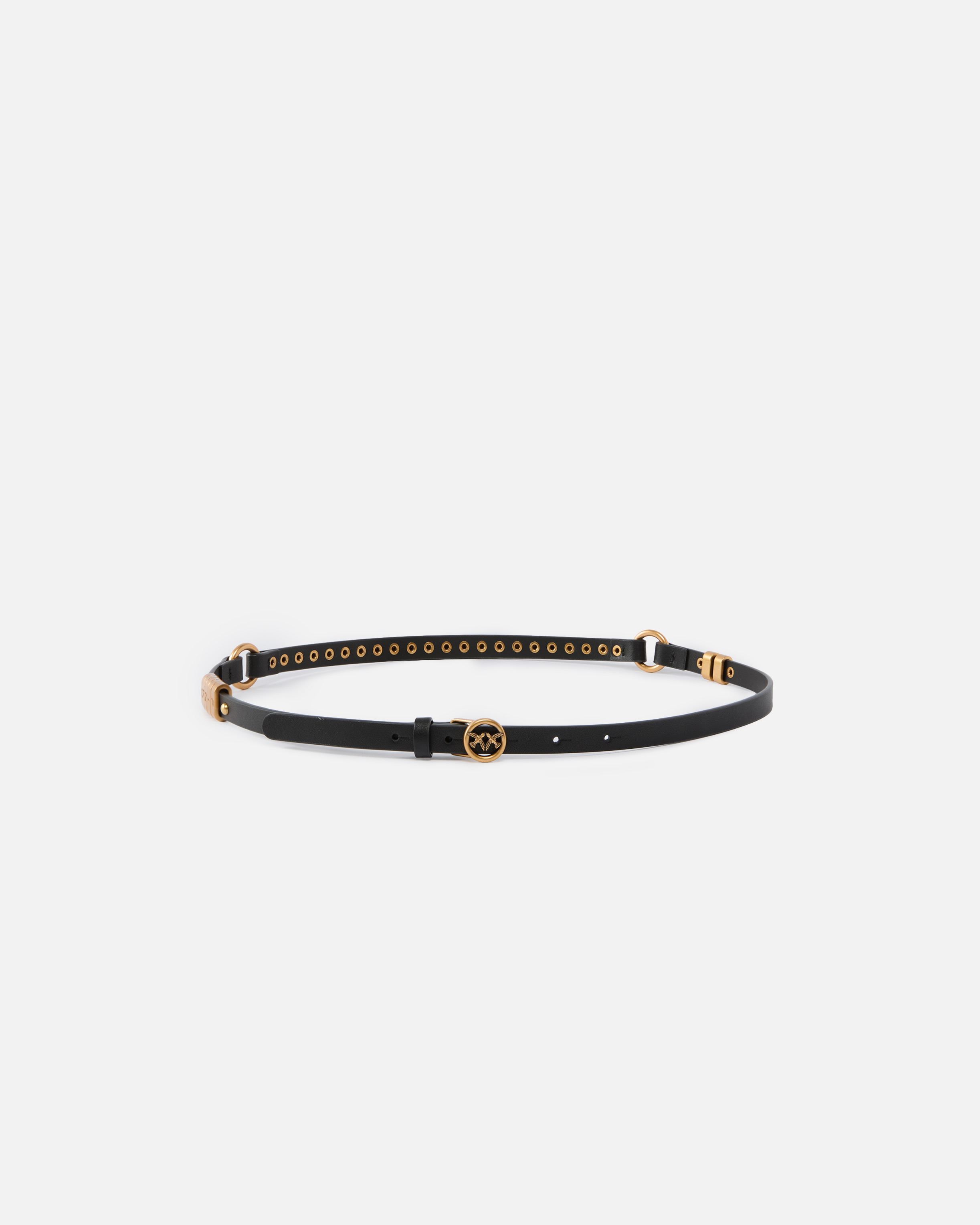 Pinko 1.2 Cm Leather Studded Belt In Black