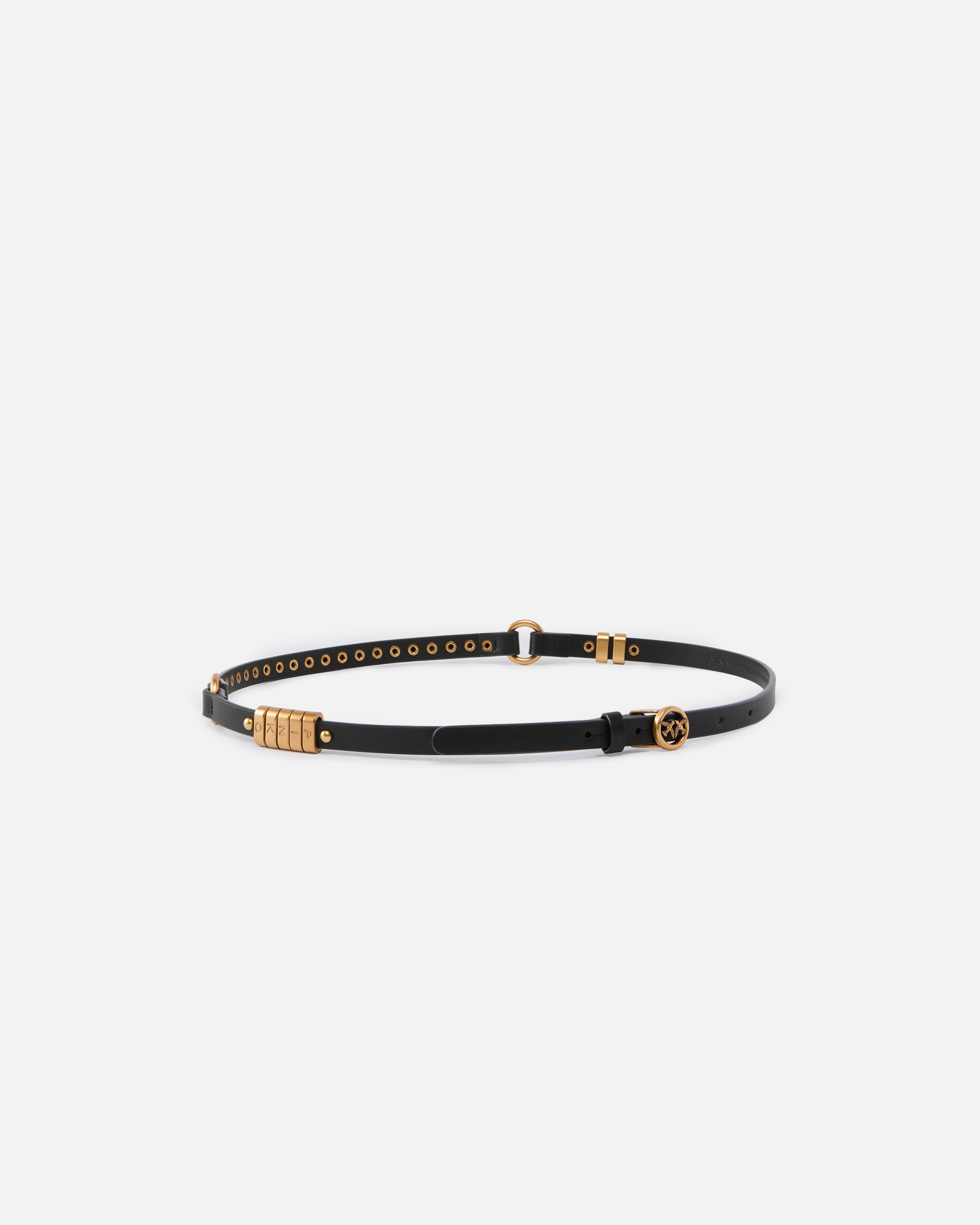 Pinko 1.2 Cm Leather Studded Belt In Black
