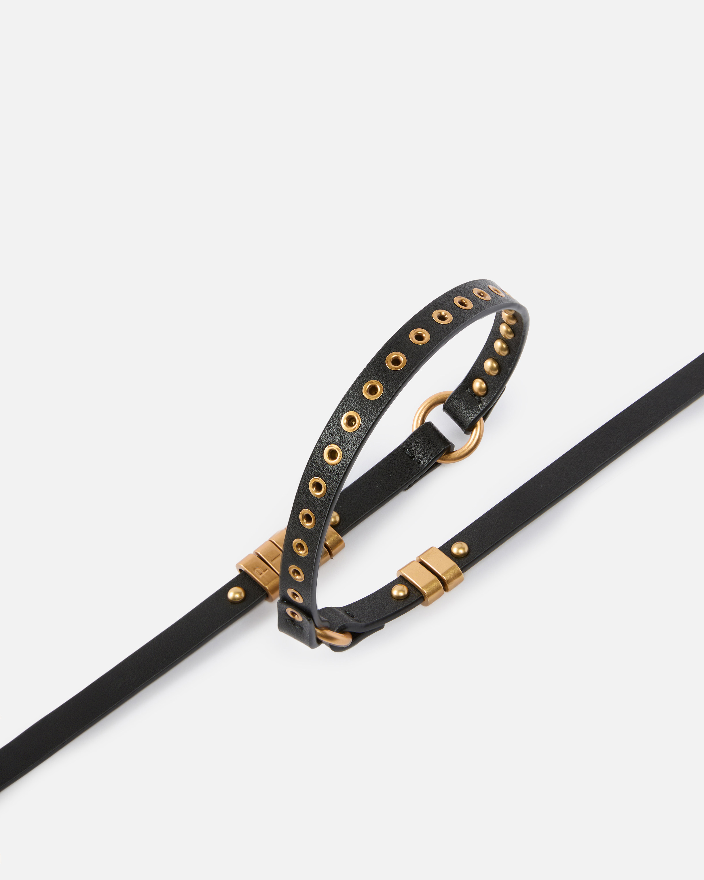Pinko 1.2 Cm Leather Studded Belt In Black