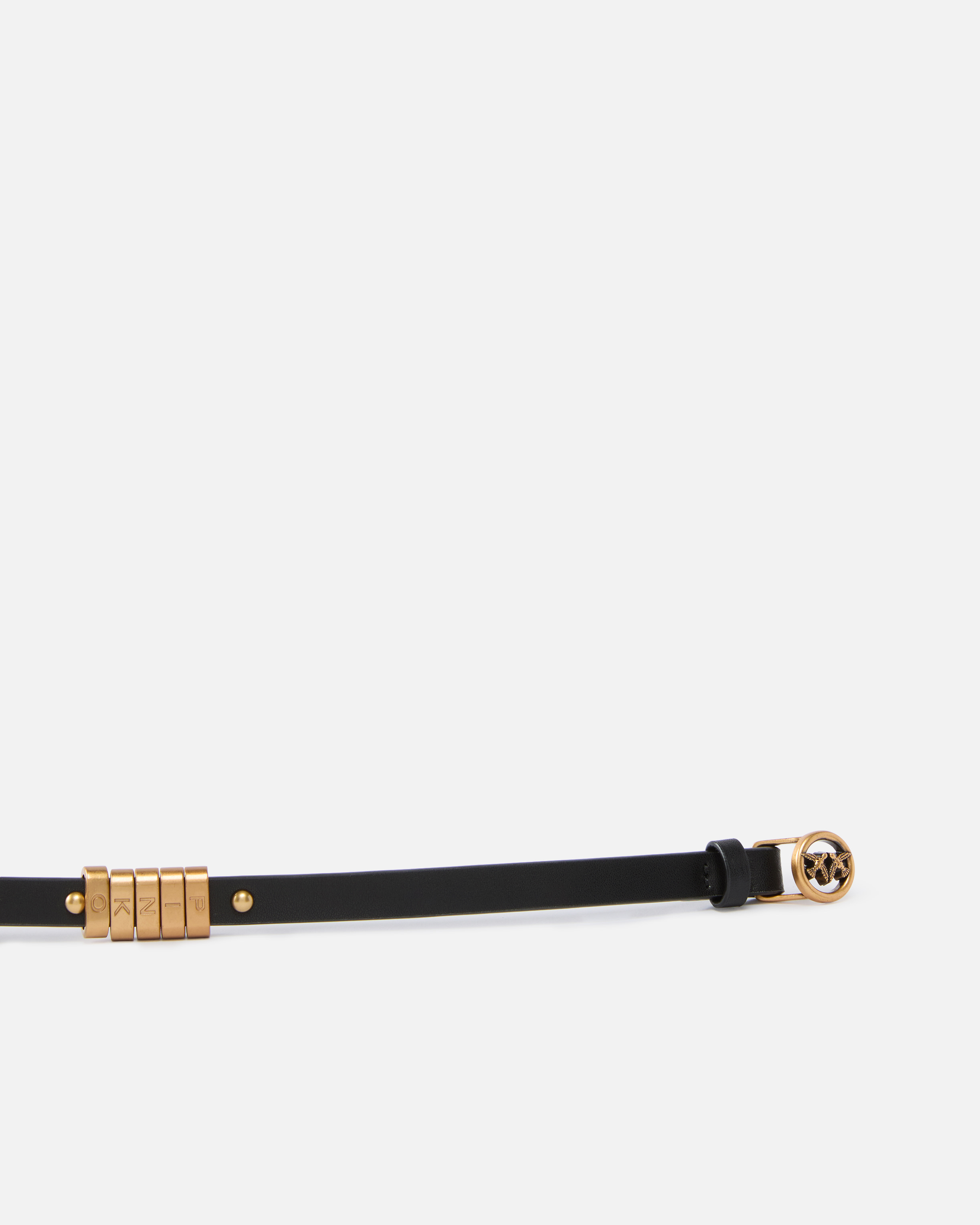 Pinko 1.2 Cm Leather Studded Belt In Black