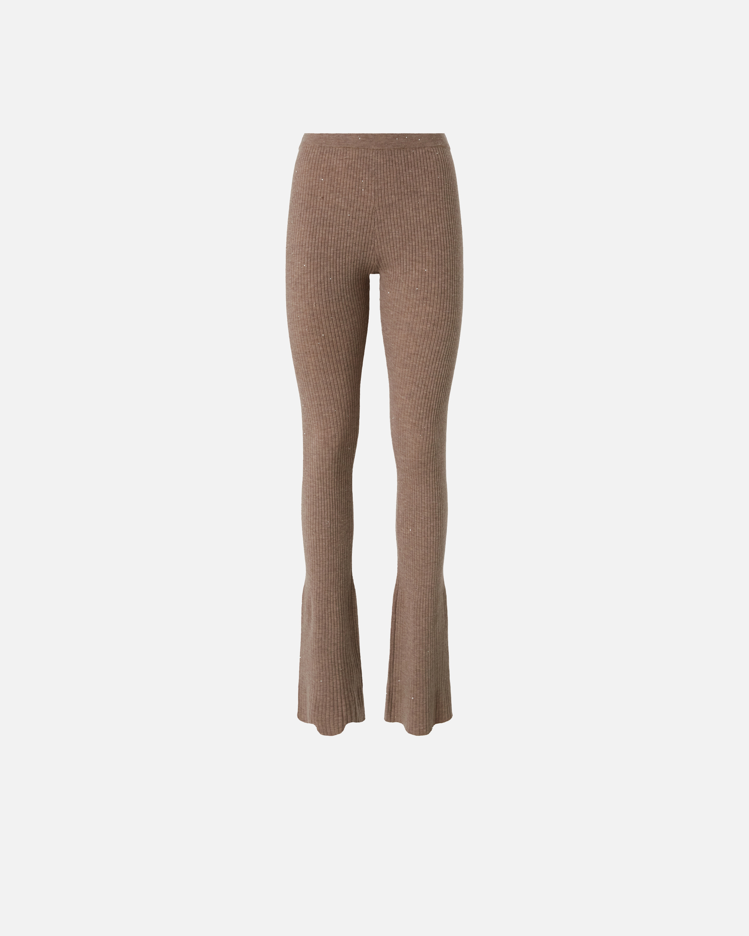 Pinko Long Flared Knit Trousers In Brown