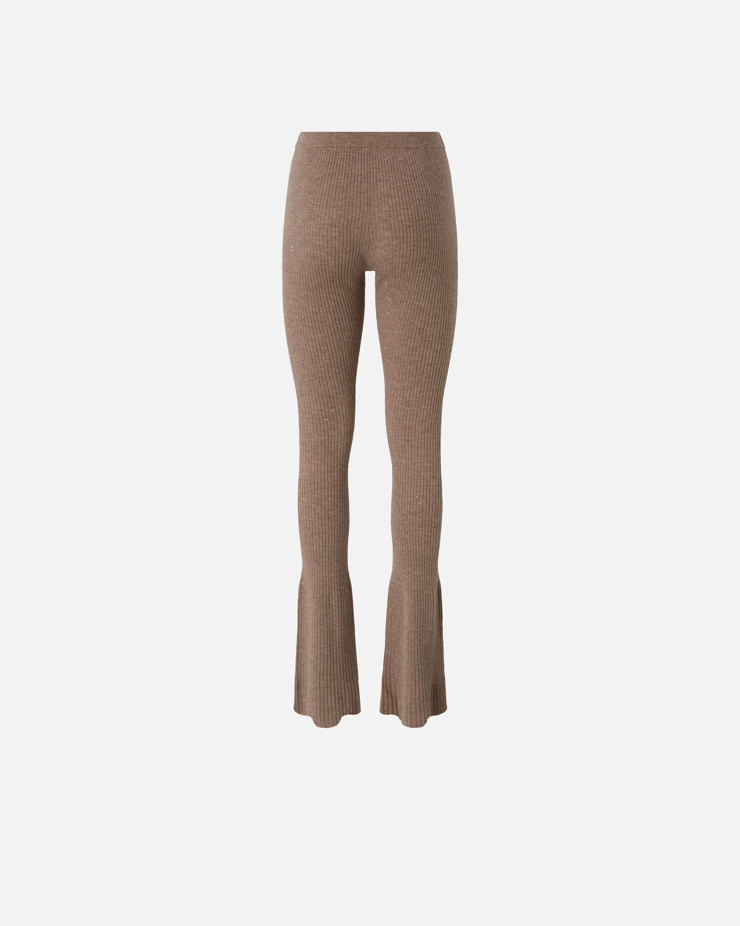 Pinko Long Flared Knit Trousers In Brown