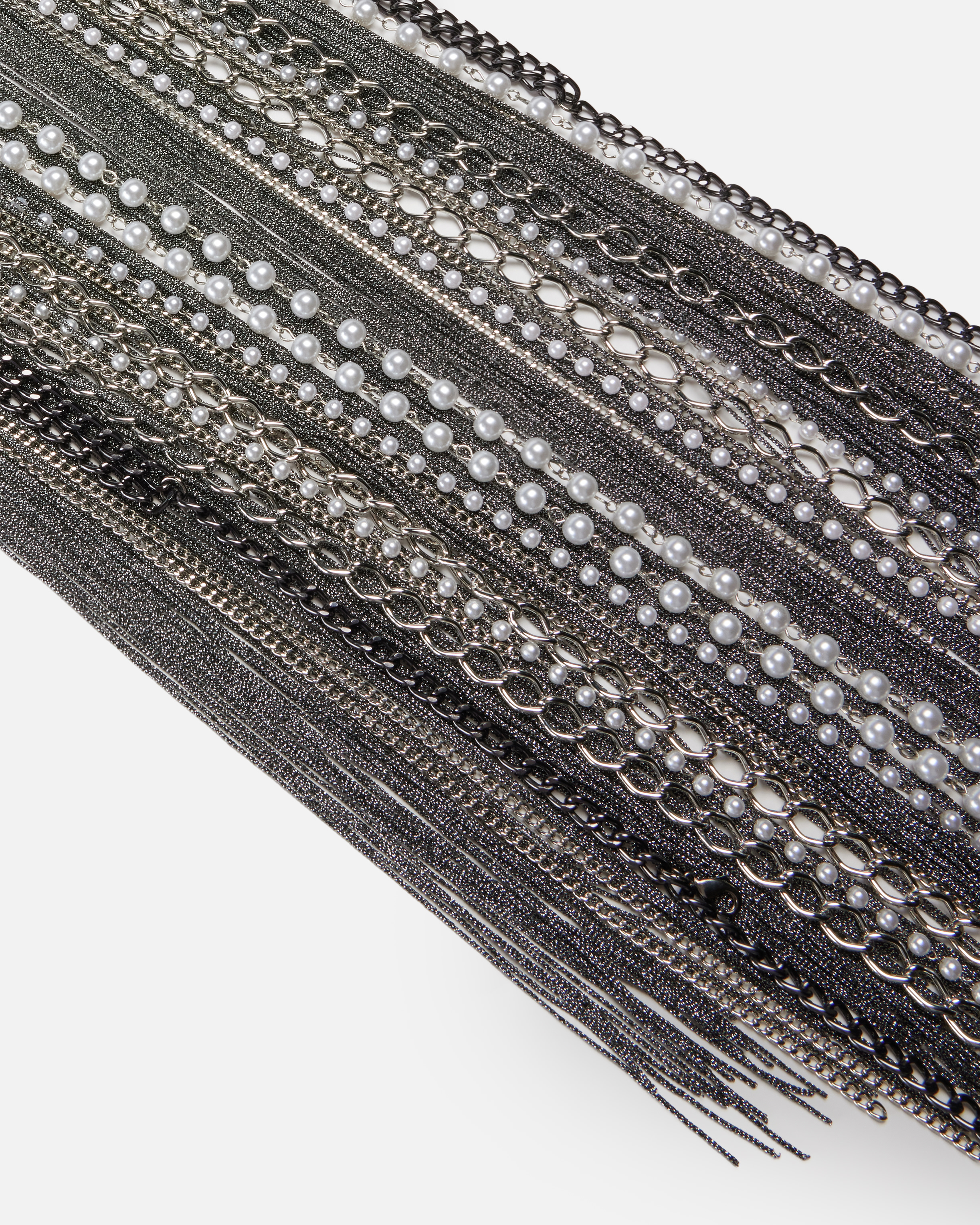 Длинное колье с жемчужинами и цепочками 2