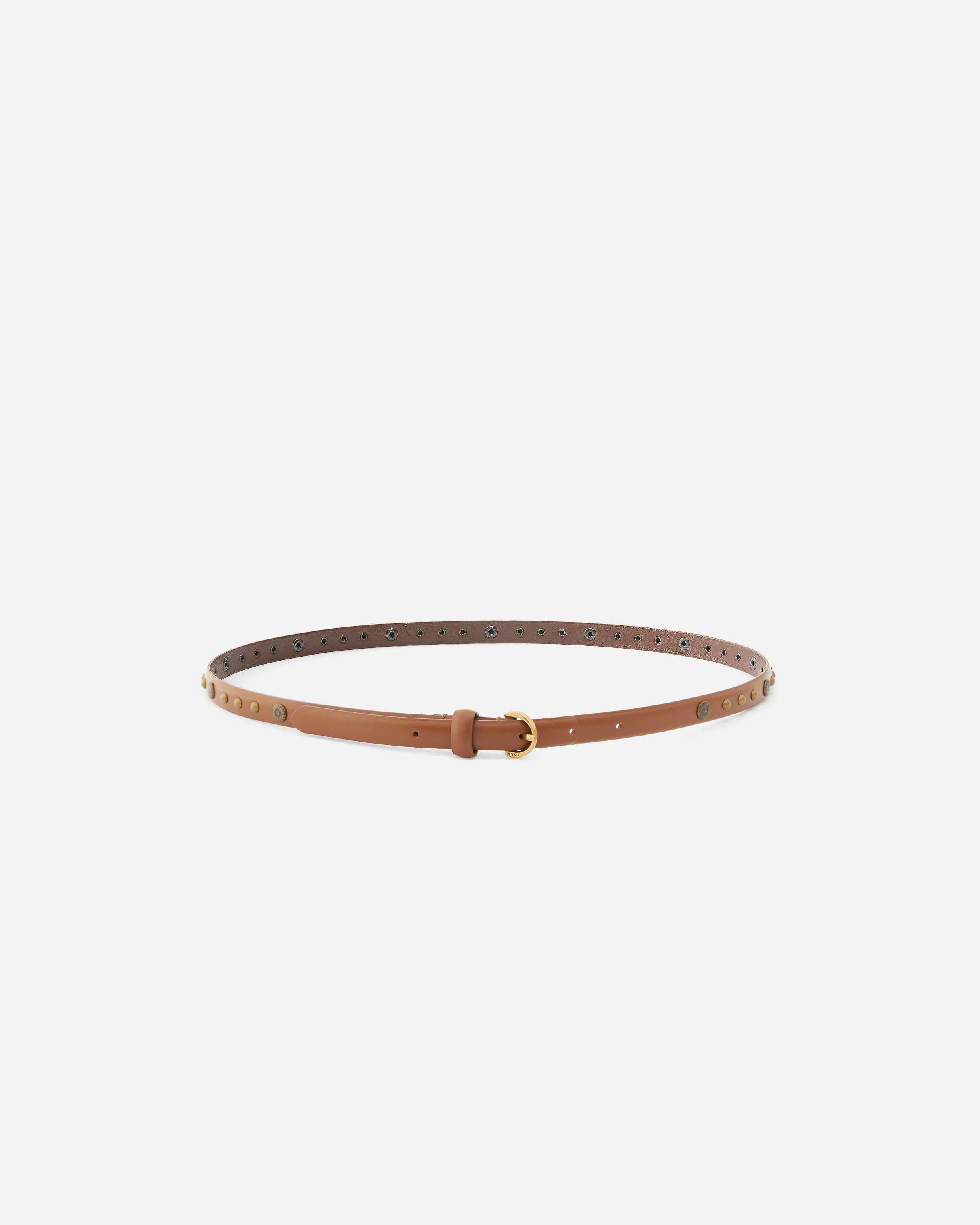 Pinko Studded Leather Belt In Brown
