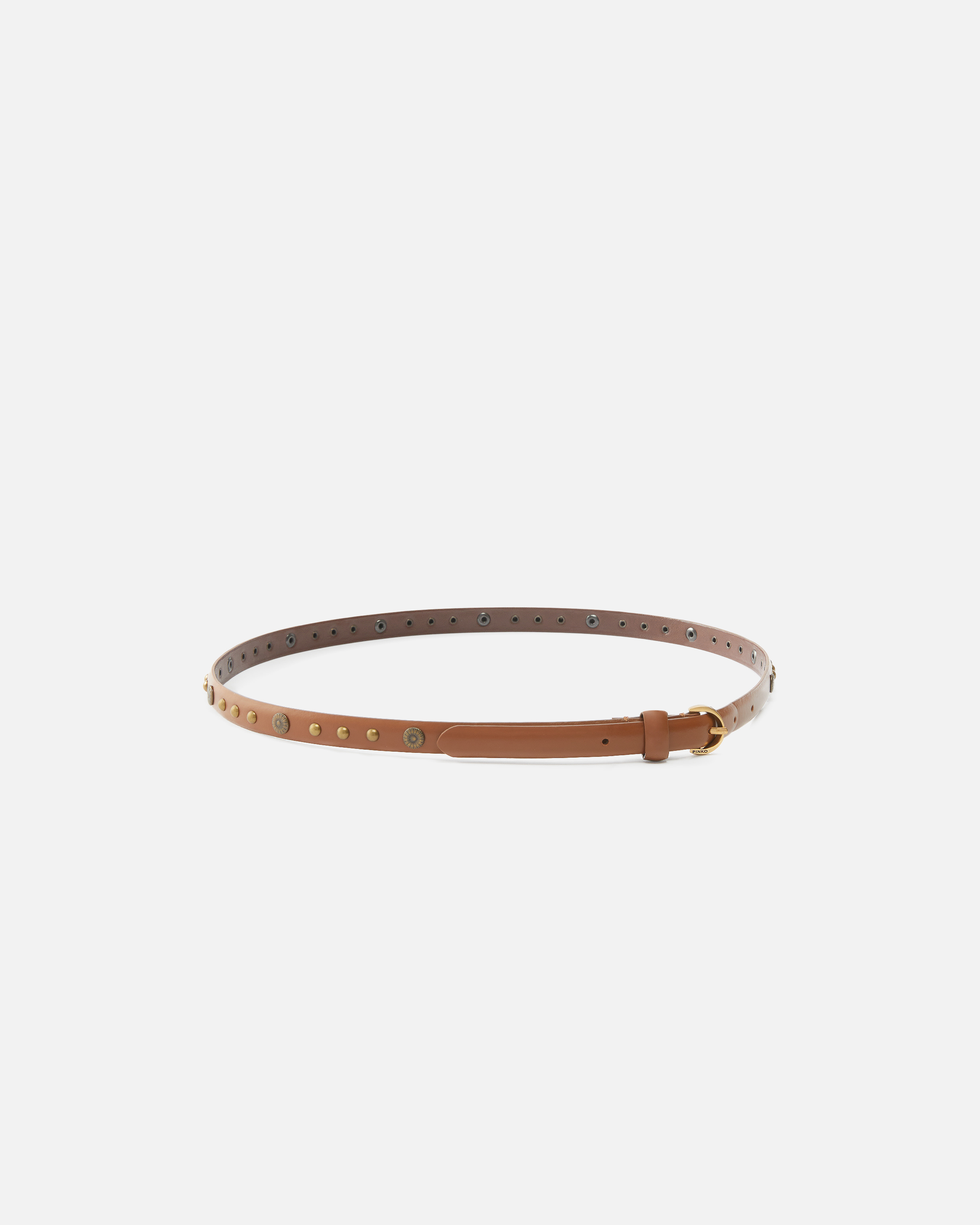 Pinko Studded Leather Belt In Brown
