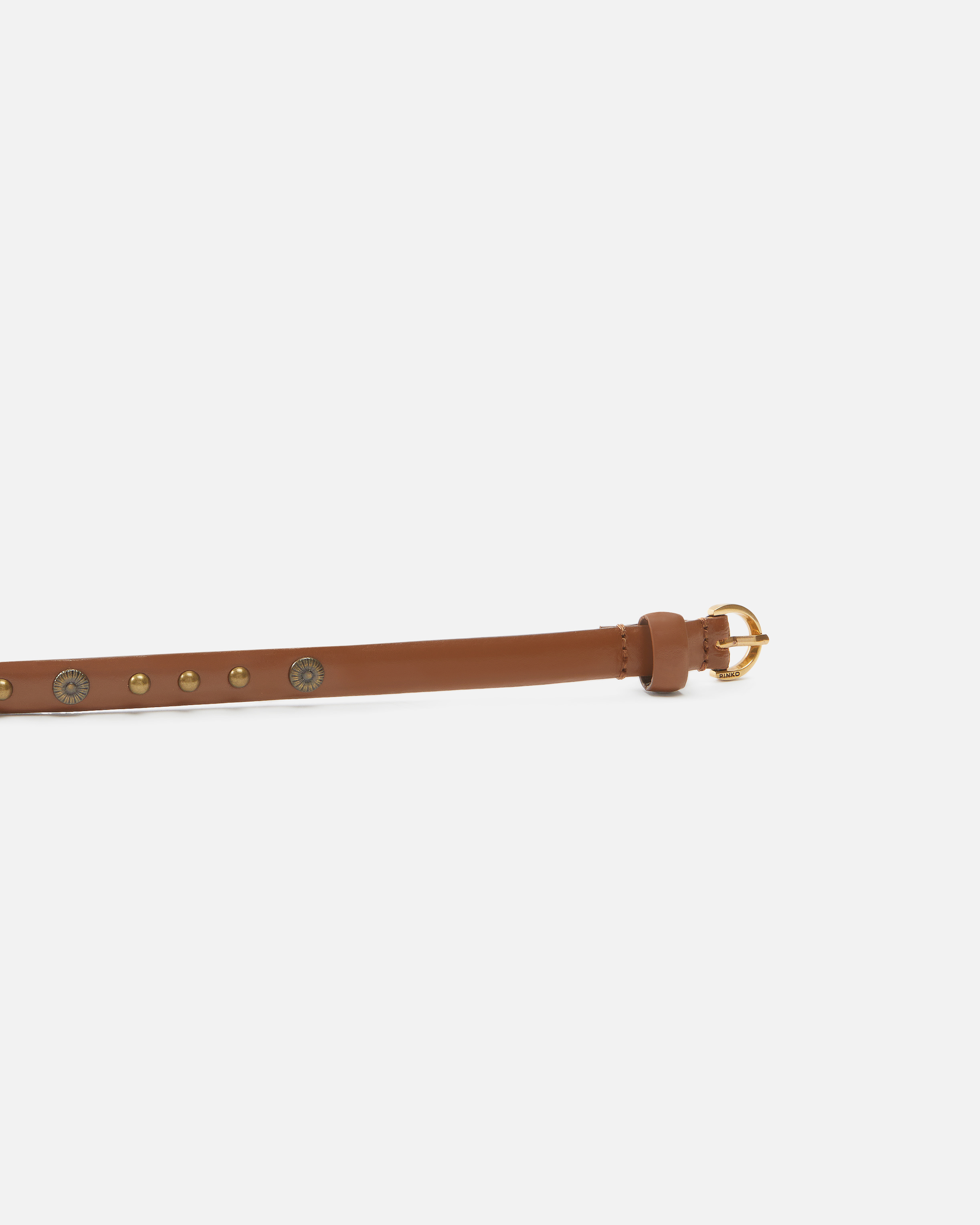 Pinko Studded Leather Belt In Brown