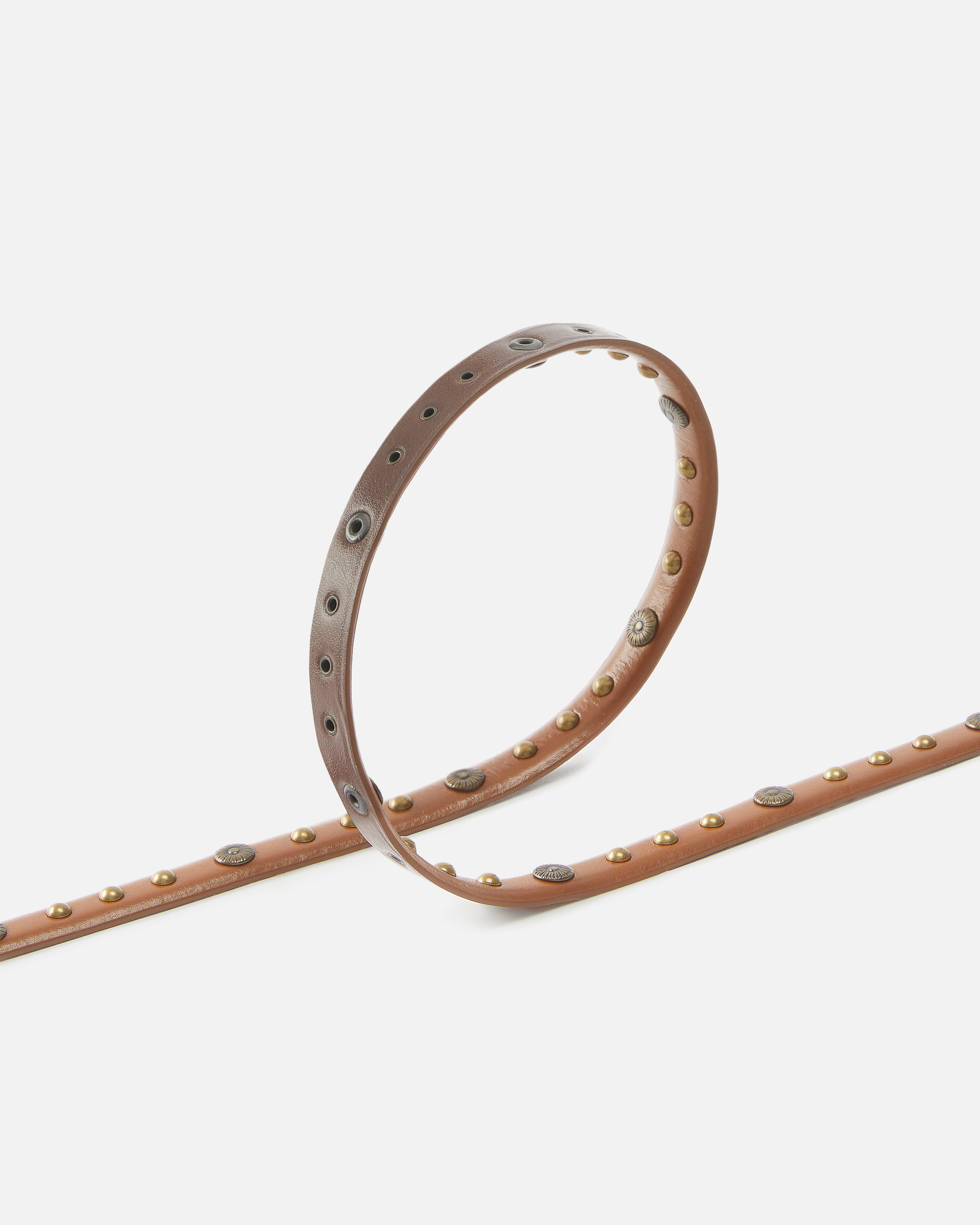 Pinko Studded Leather Belt In Brown