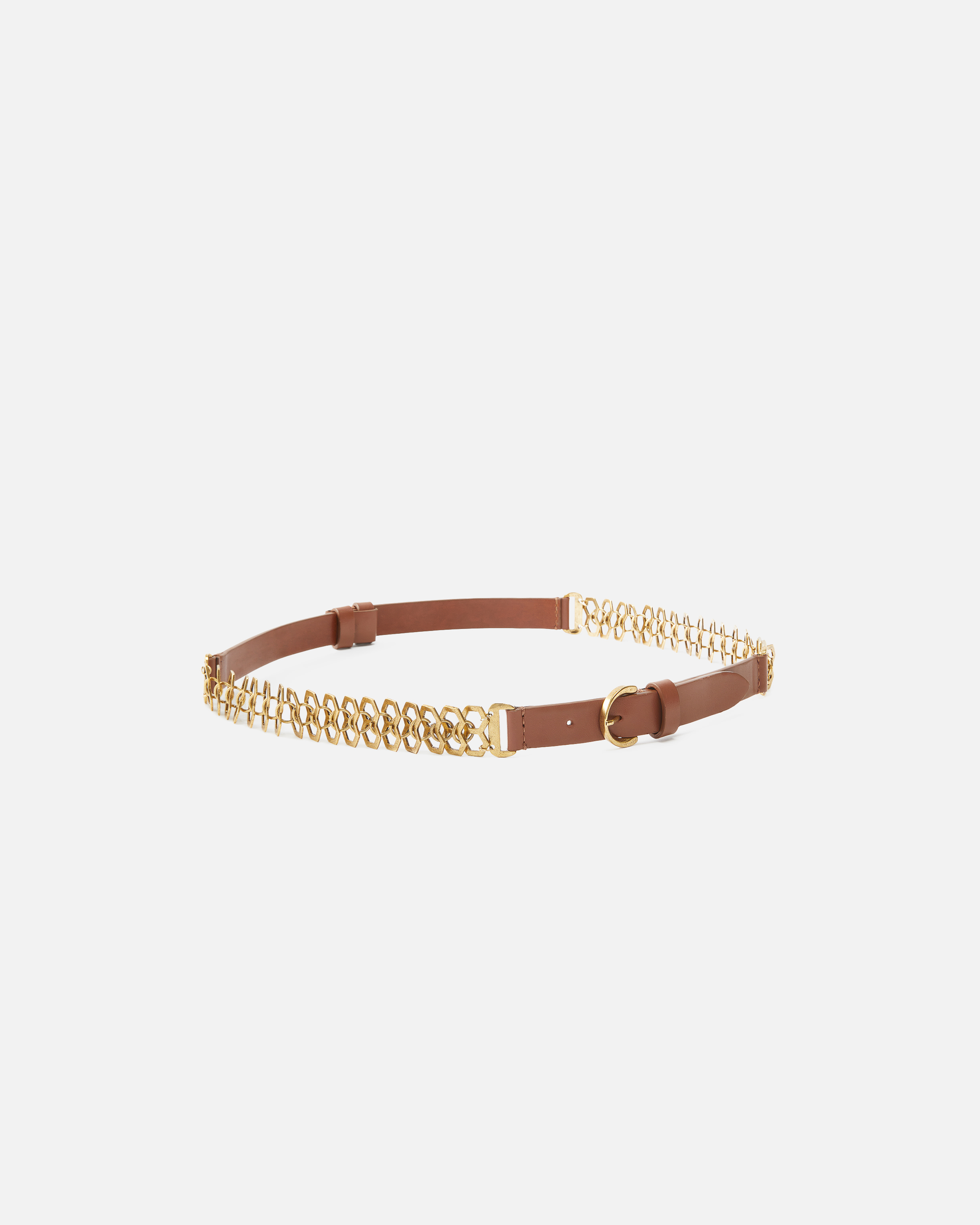 Pinko Belt With Chain Insert, 2 Cm In Brown