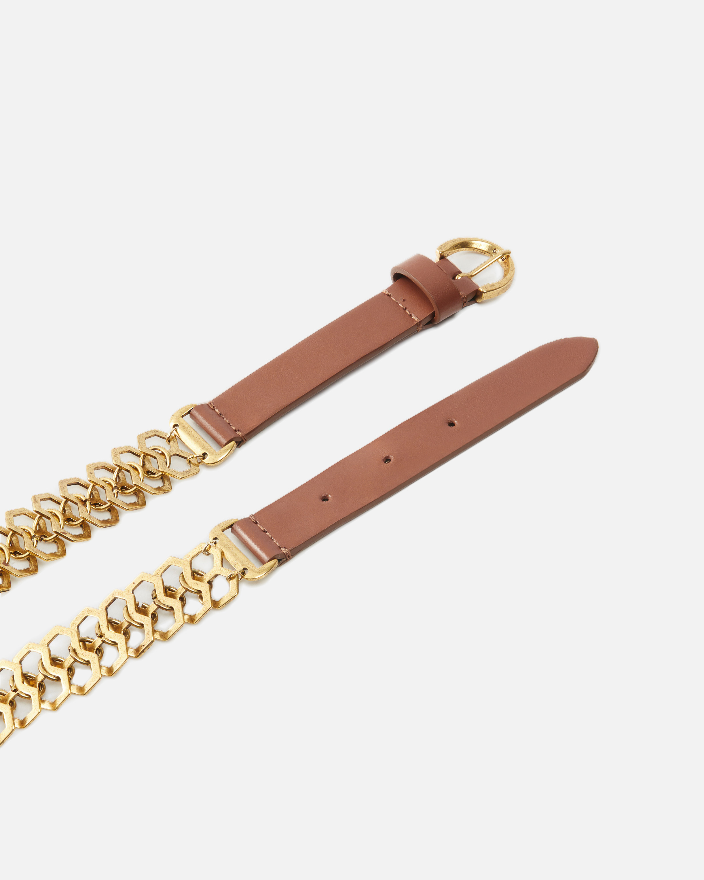 Pinko Belt With Chain Insert, 2 Cm In Brown