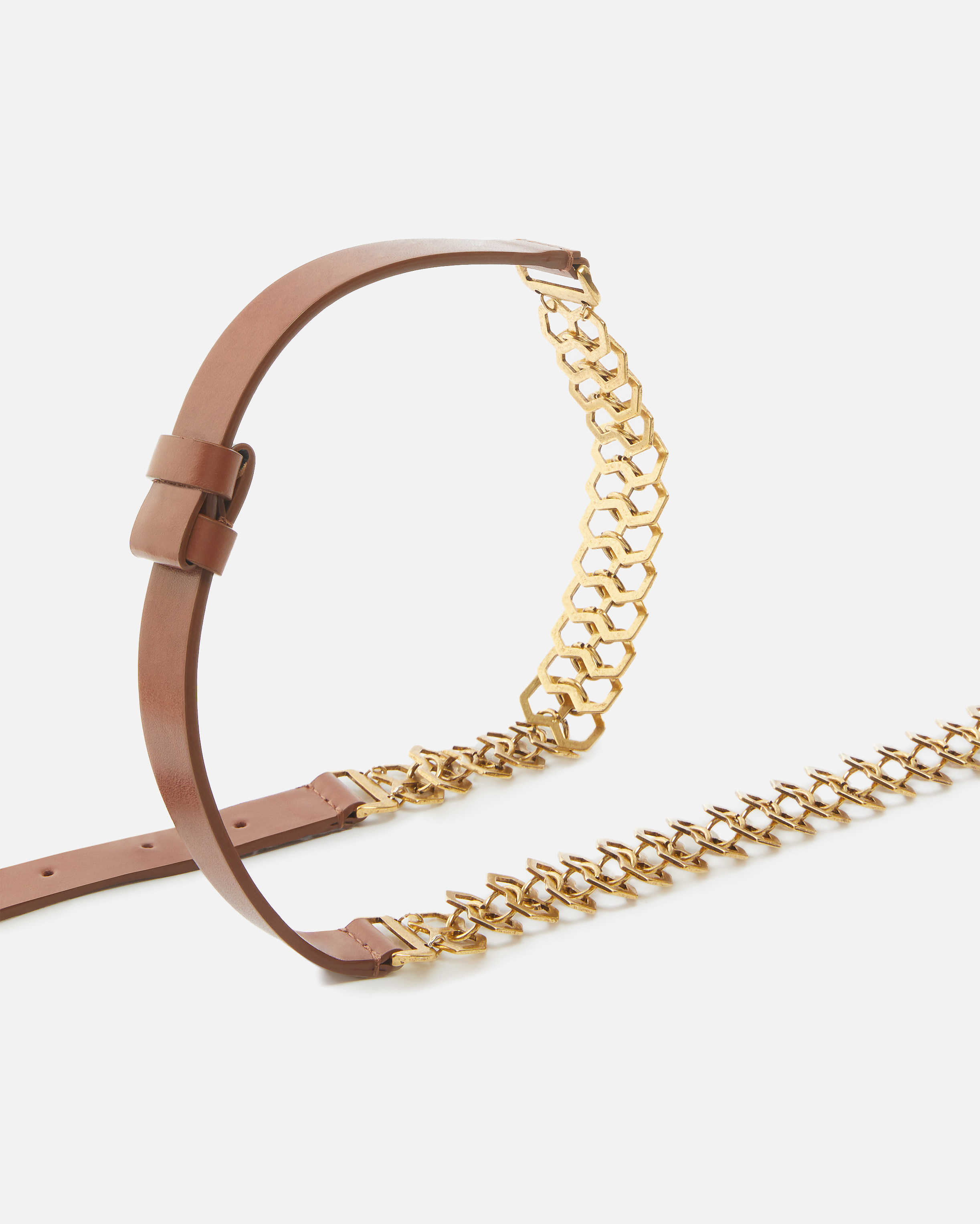 Pinko Belt With Chain Insert, 2 Cm In Brown