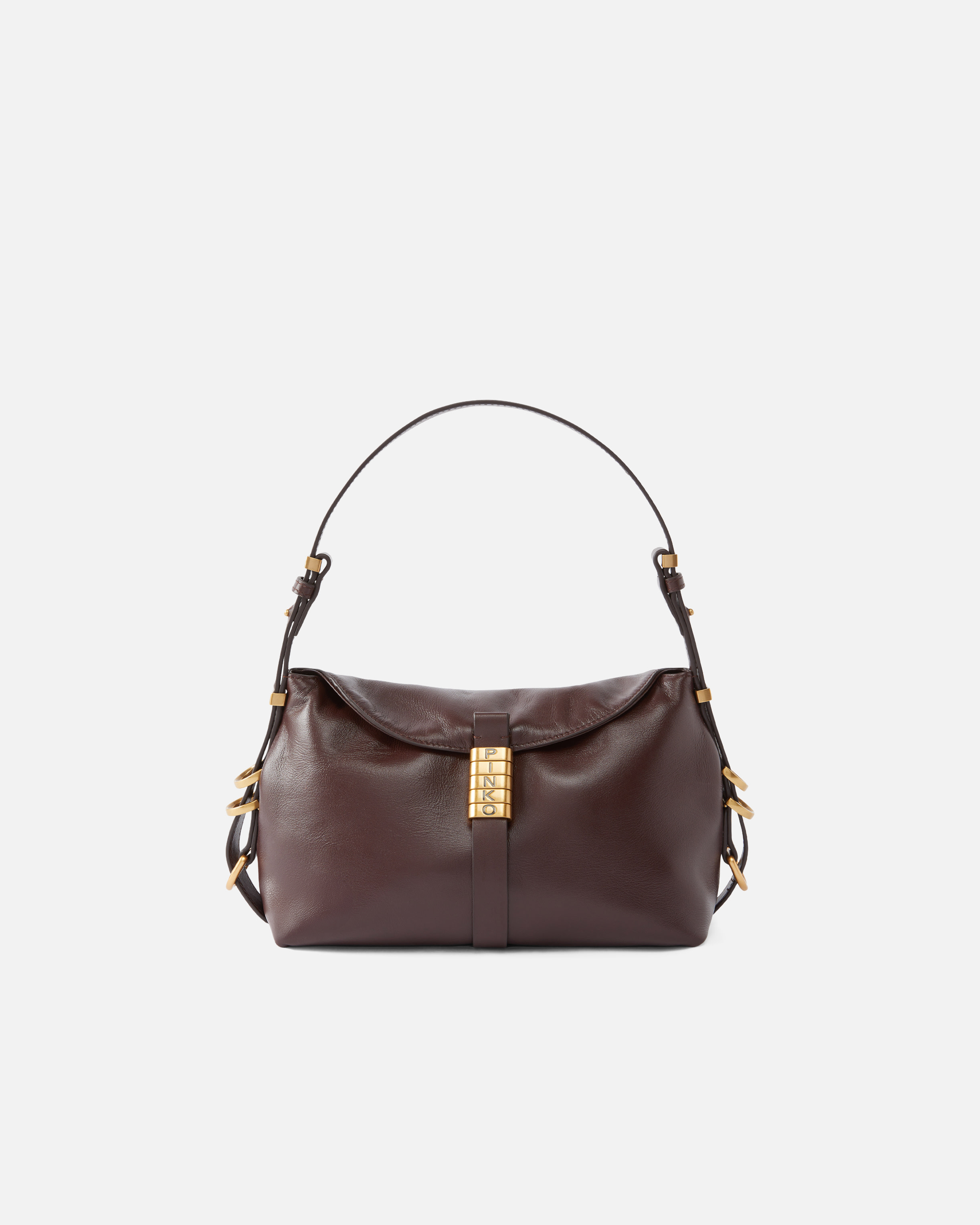 Pinko Saddle Baguette Small Shoulder Bag In Burgundy
