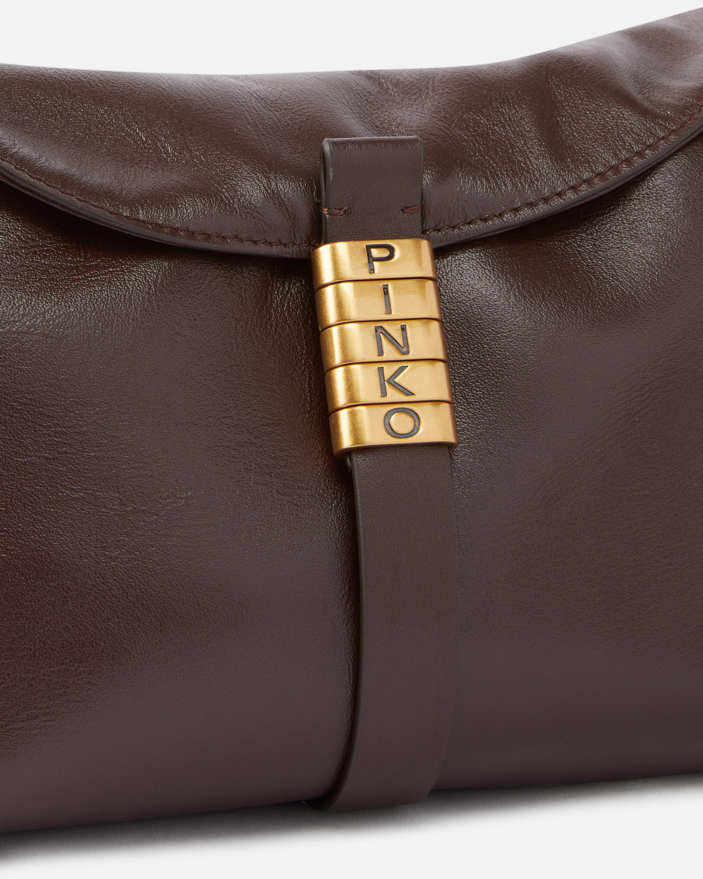 Pinko Saddle Baguette Small Shoulder Bag In Burgundy