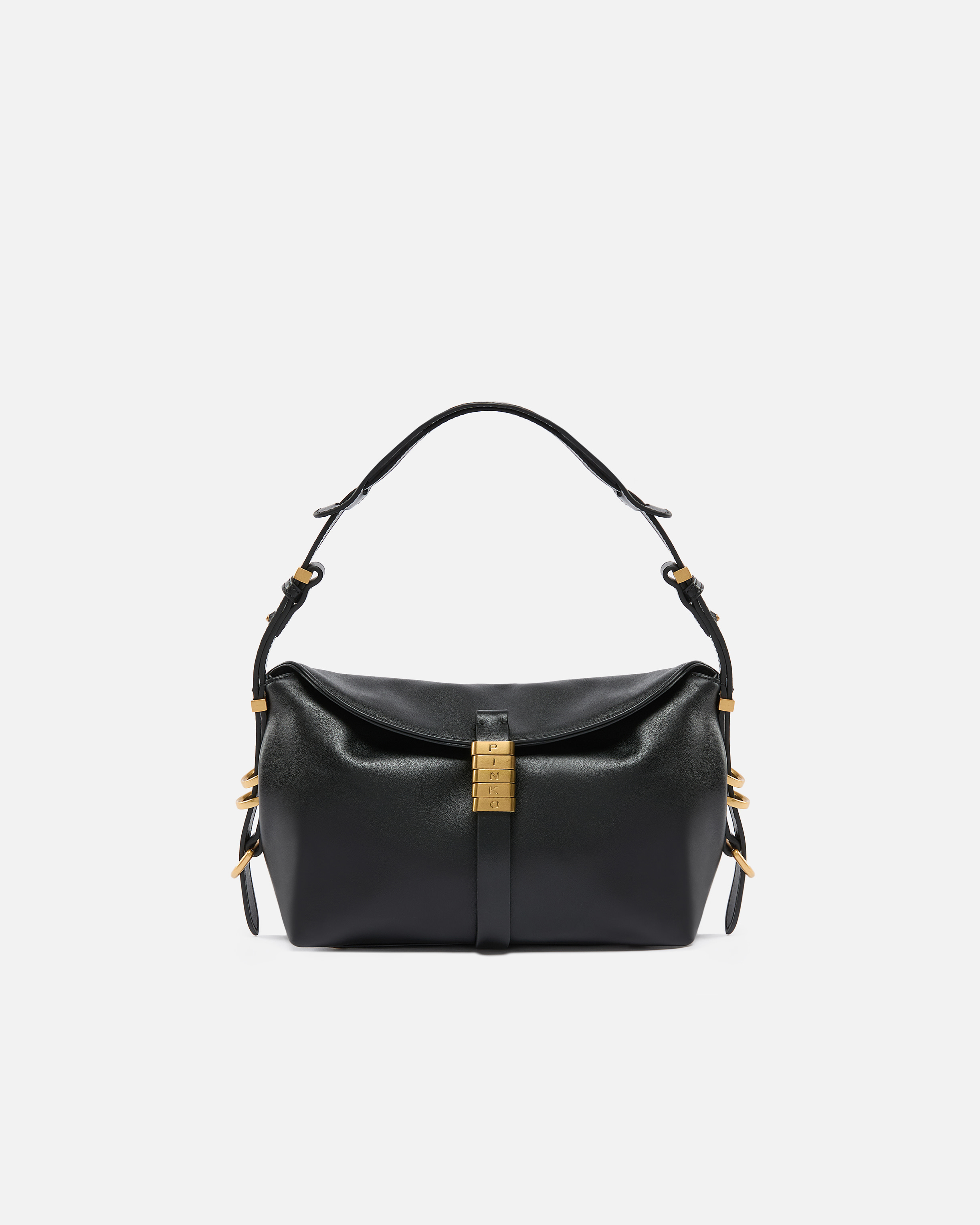 Borsa a spalla piccola Saddle Bag in pelle - Nero - large | Pinko 