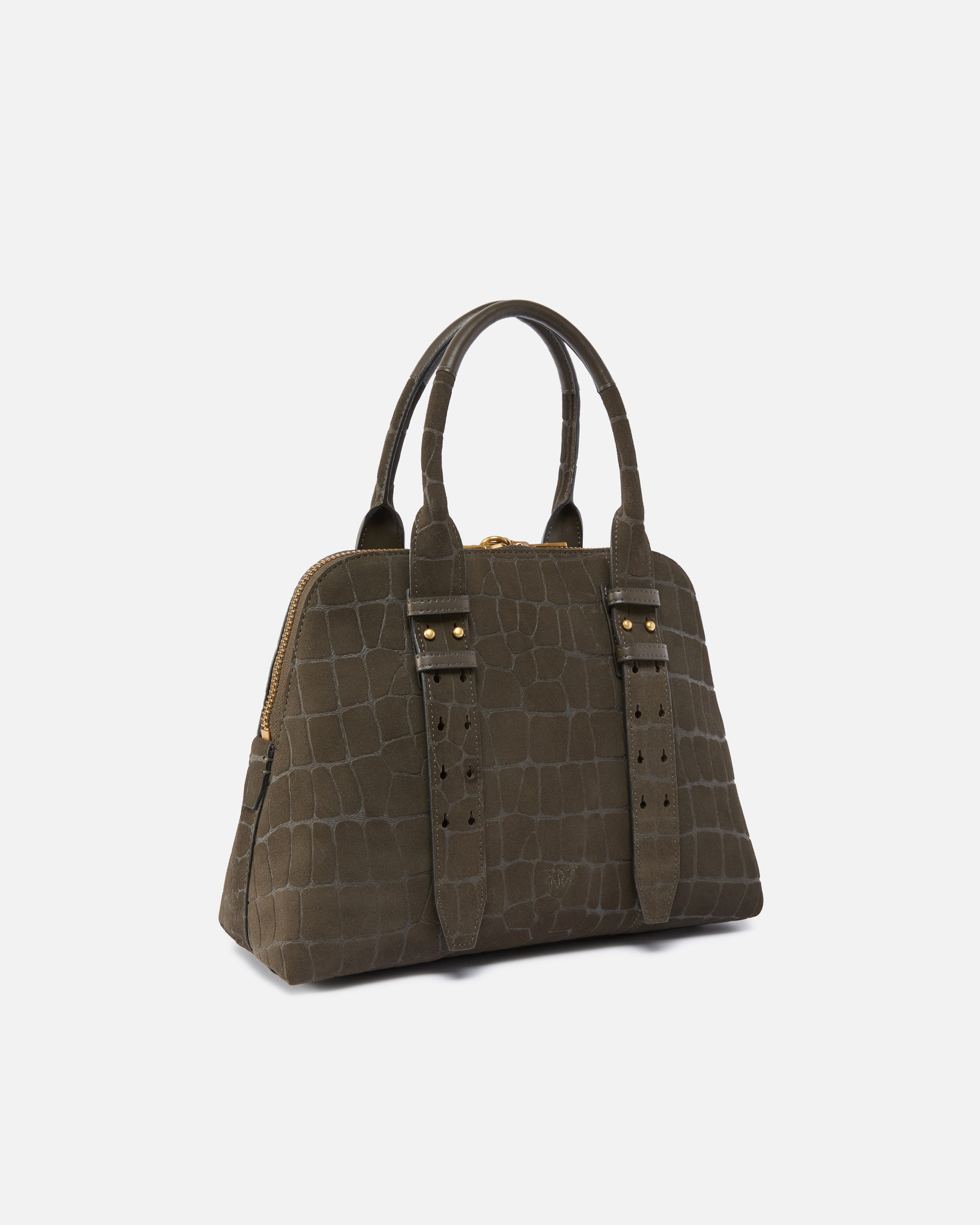 Pinko Escape Bag Small Handbag In Crocodile-print Leather In Brown