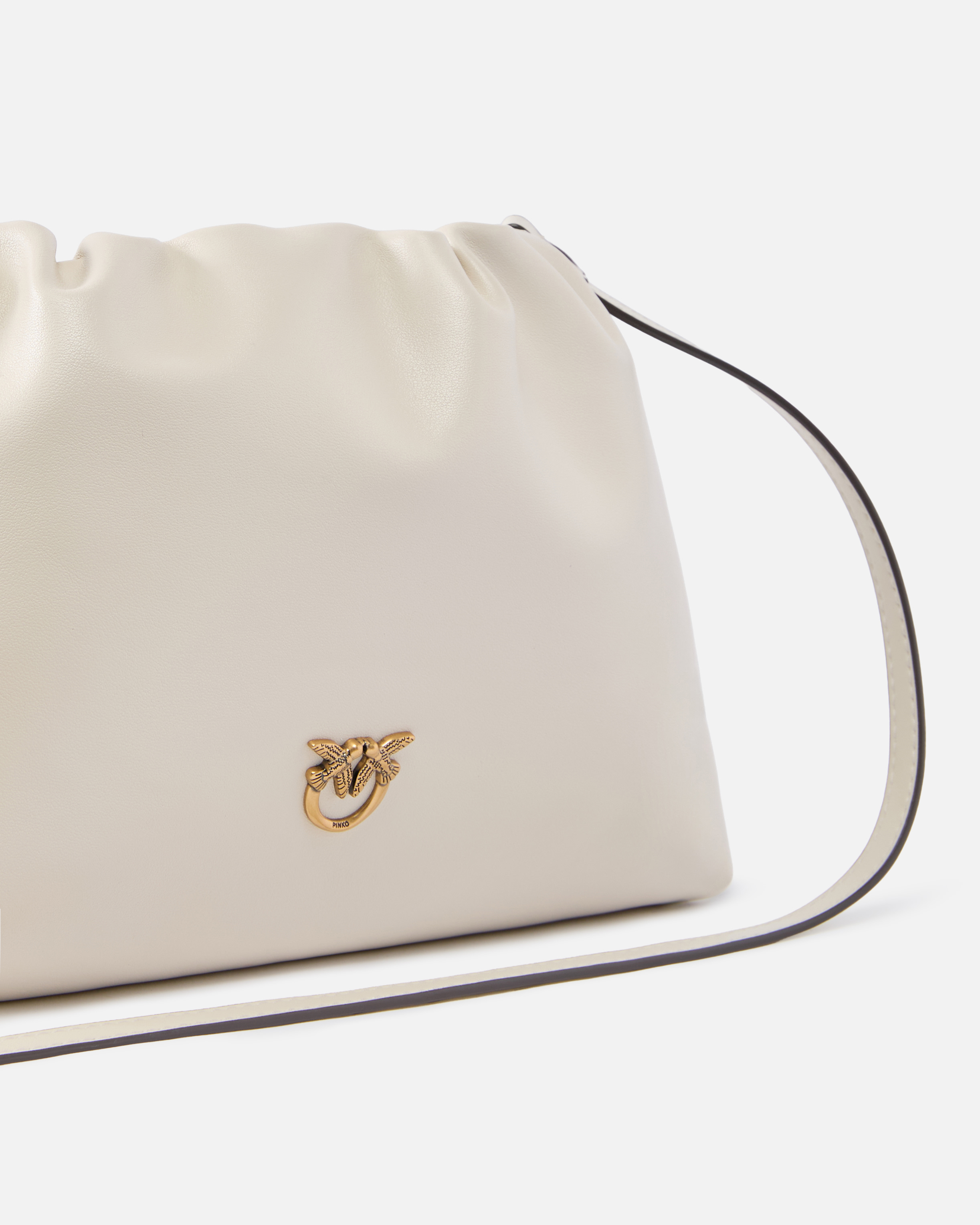 Pinko Small Lather Shoulder Bag With Drawstring In Multi