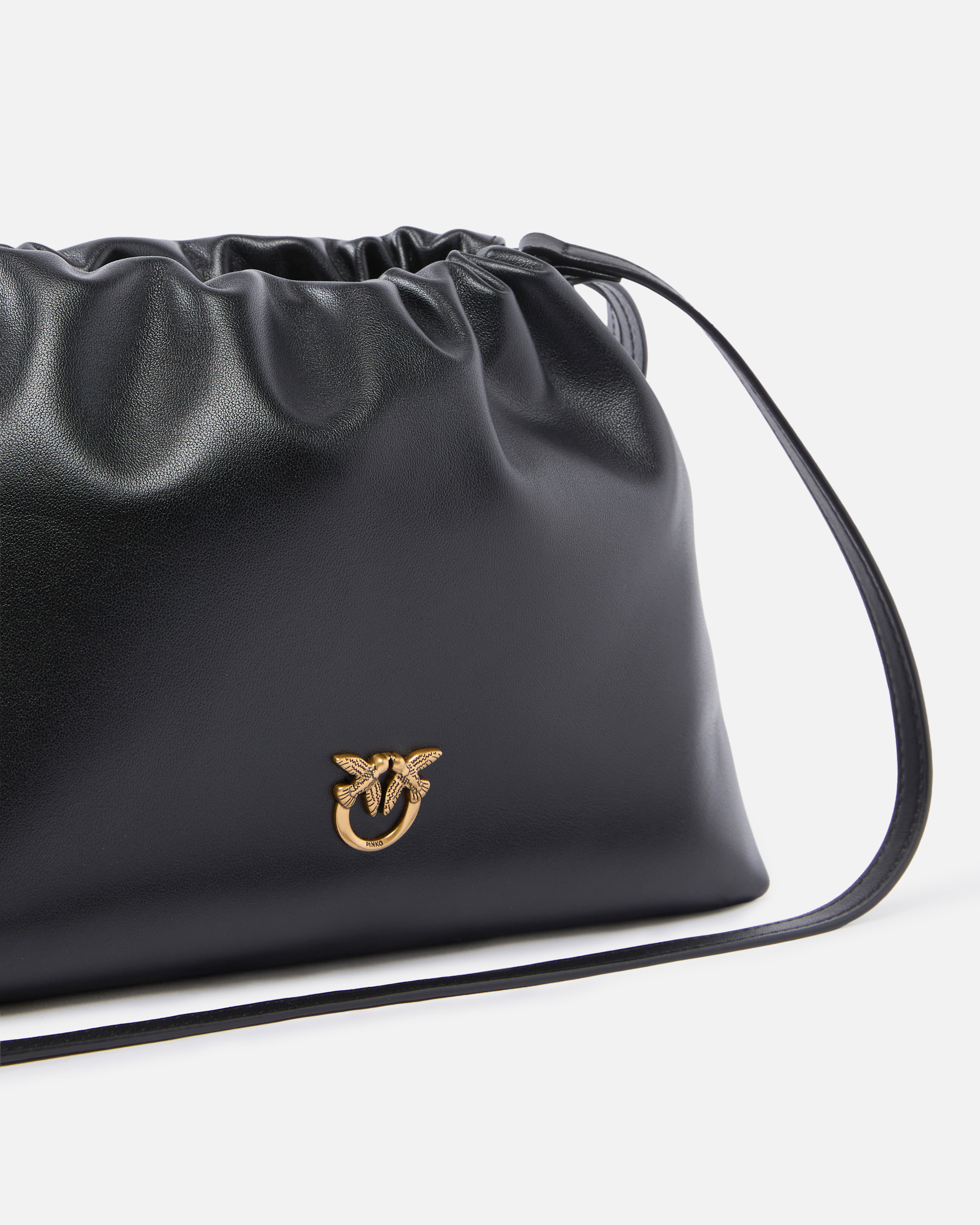 Pinko Small Lather Shoulder Bag With Drawstring In Multi