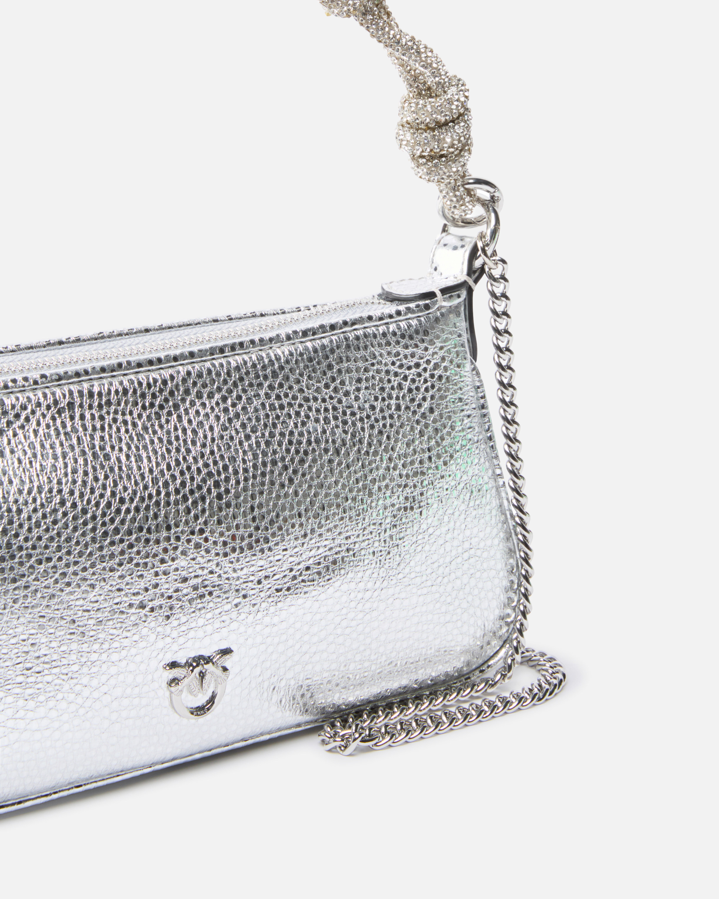 Pinko Half Moon Baguette Mini C Laminated Tumbled Leather