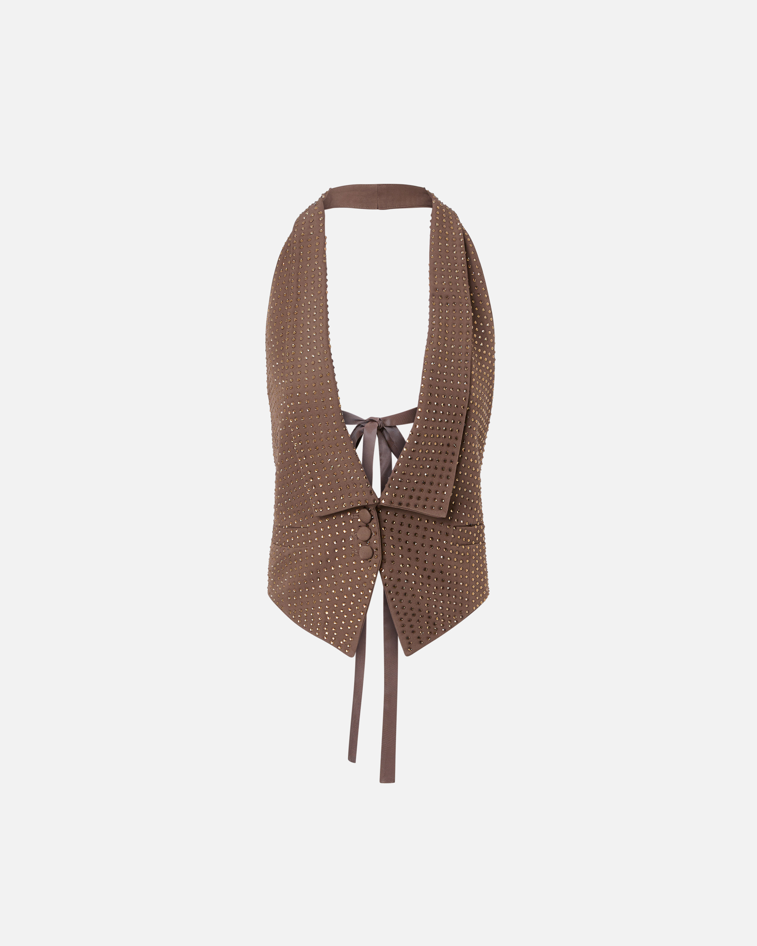Pinko Vest With Rhinestones And Open Back