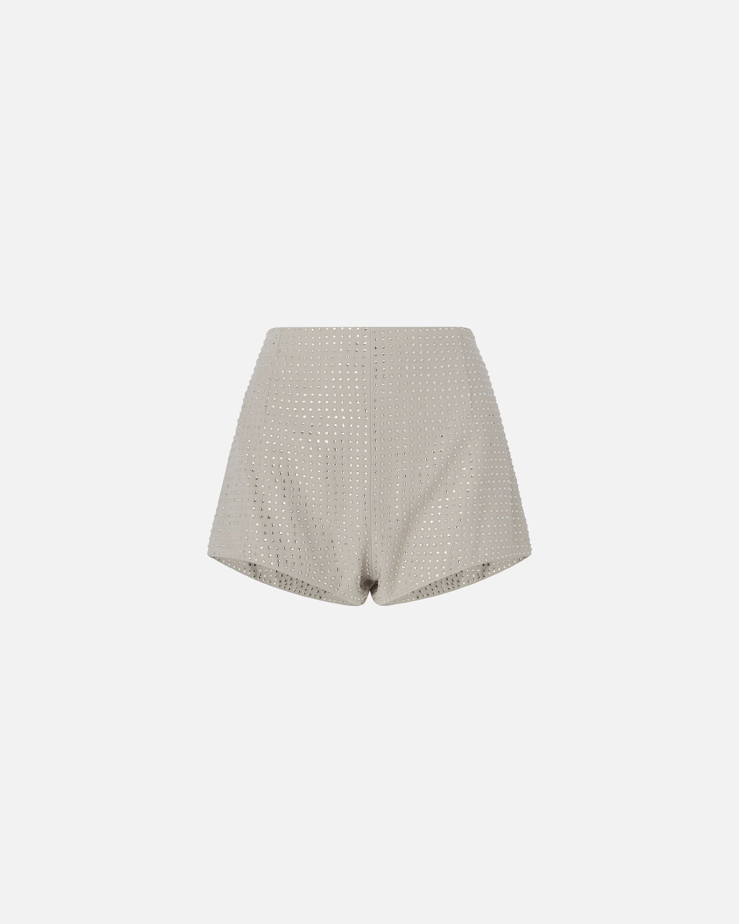 Pinko Fully Rhinestoned High-waist Shorts In Gray