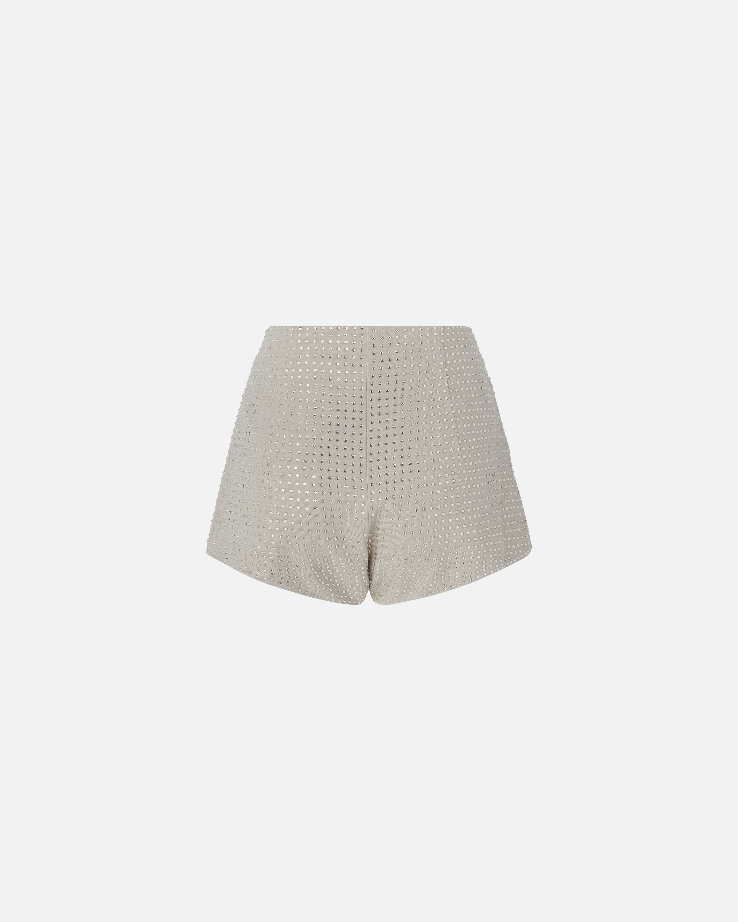 Pinko Fully Rhinestoned High-waist Shorts In Gray