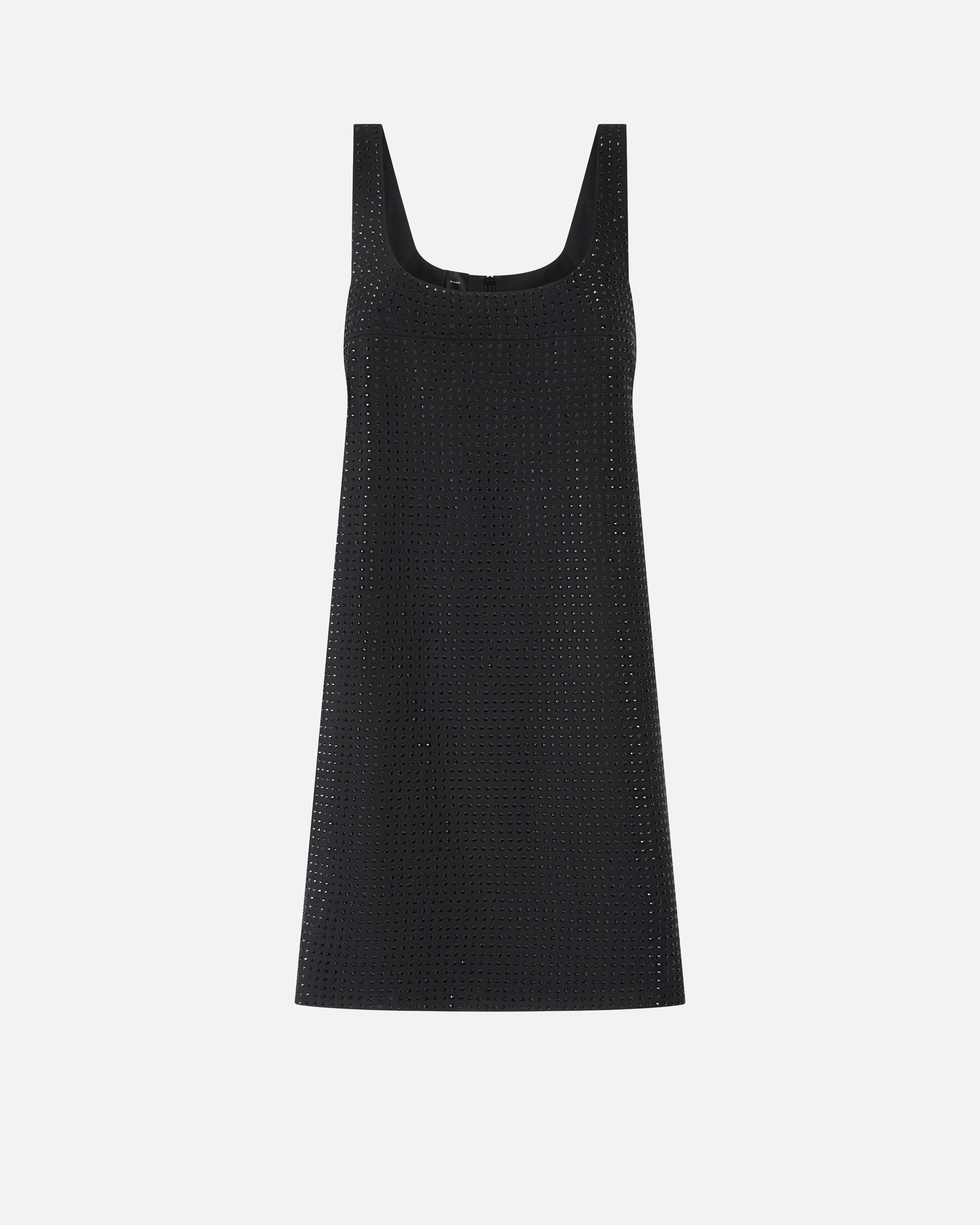 Короткое платье с россыпью стразов - ЧЕРНЫЙ - large