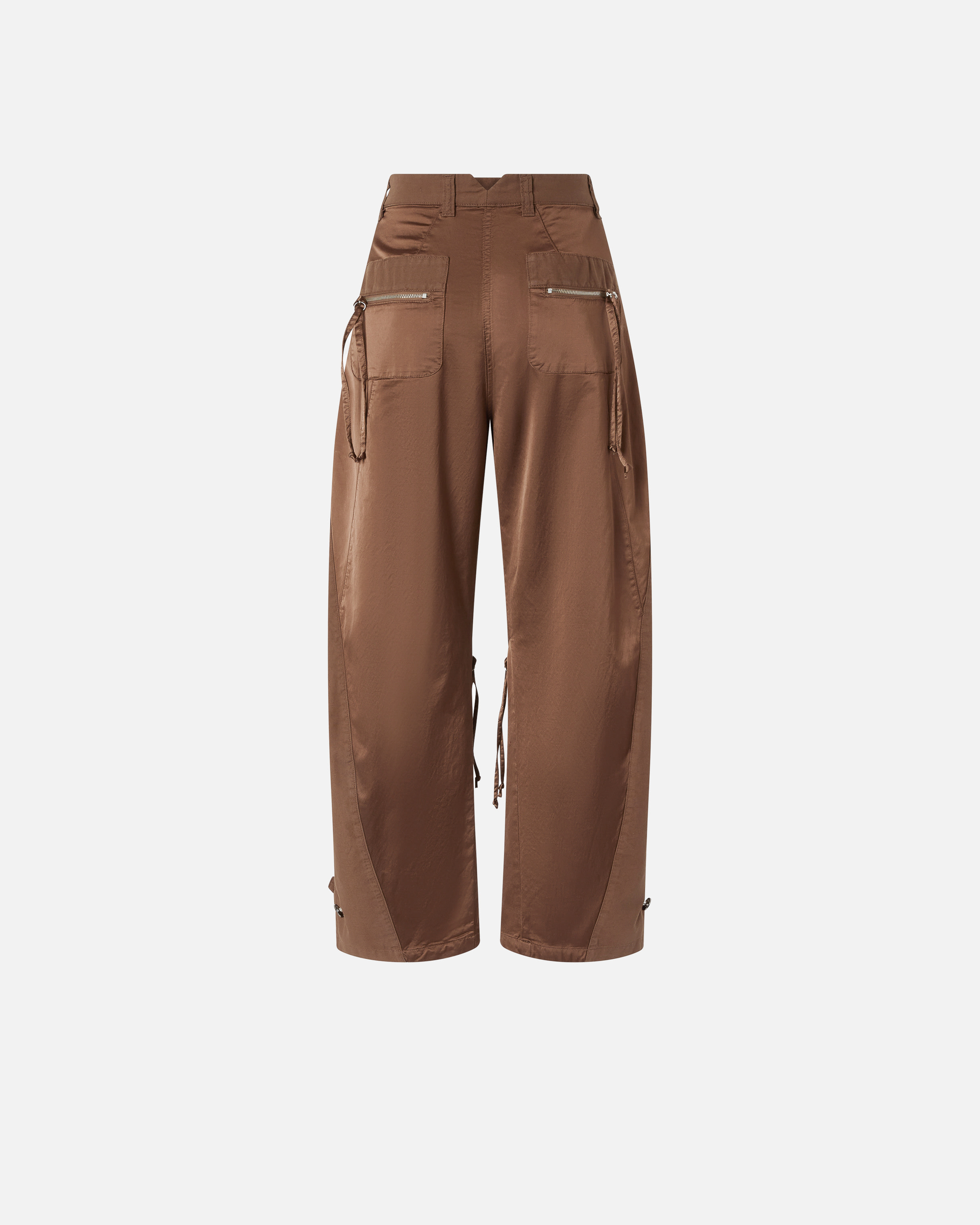 Pinko P-pants In Gabardine And Satin With Zip In Marrone - Tec