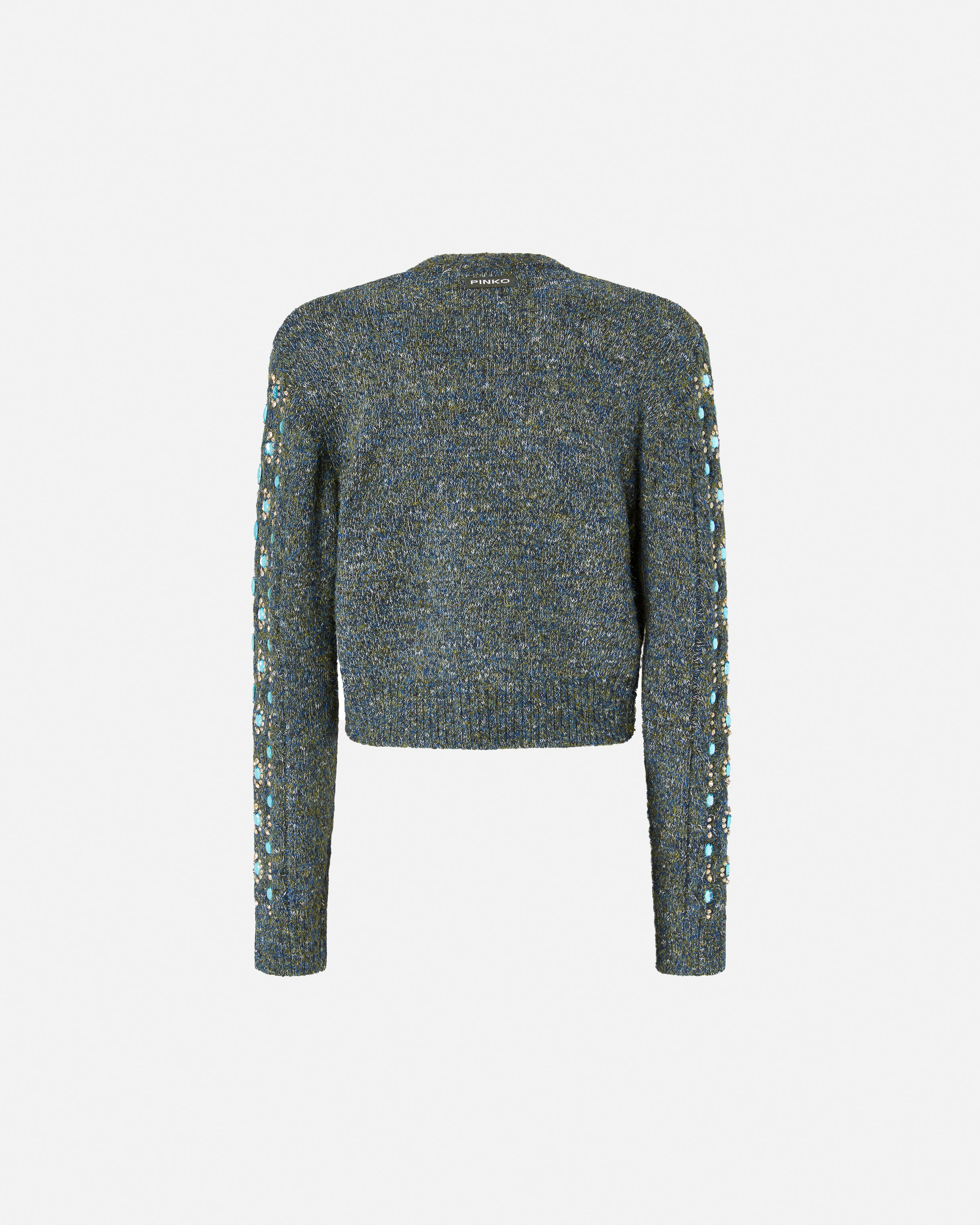 Pinko Knitted Muline Cardigan With Jewel Applications In Multi