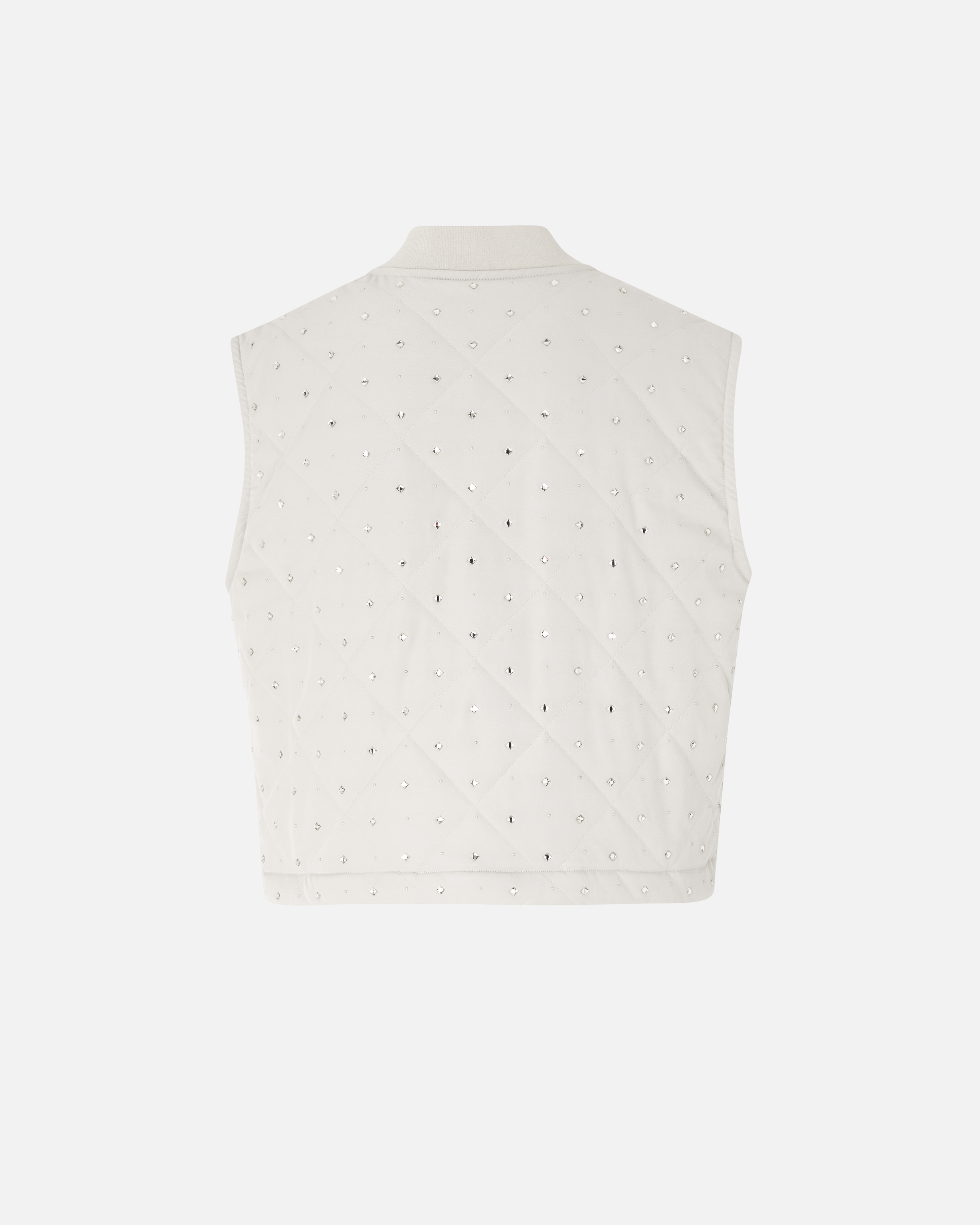 Pinko Cropped Gray Quilted Vest With Structured Silhouette In White